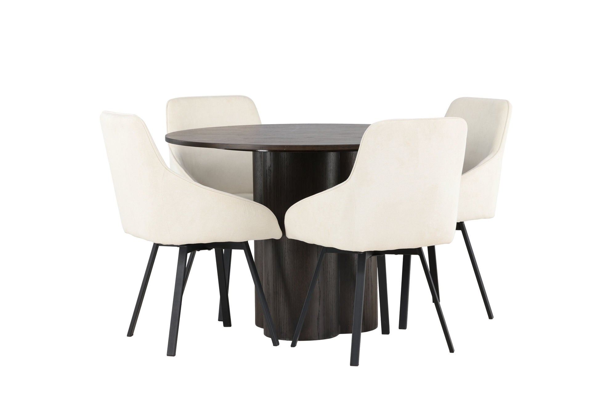 Venture Home Olivia spisebord - Mocca / Mocca Veneer +Rosie Spisebordsstol - Black / Beige Fabric _4