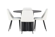 Venture Home Olivia spisebord - Black / Black Veneer +Night Spisebordsstol - Black / White PU _4