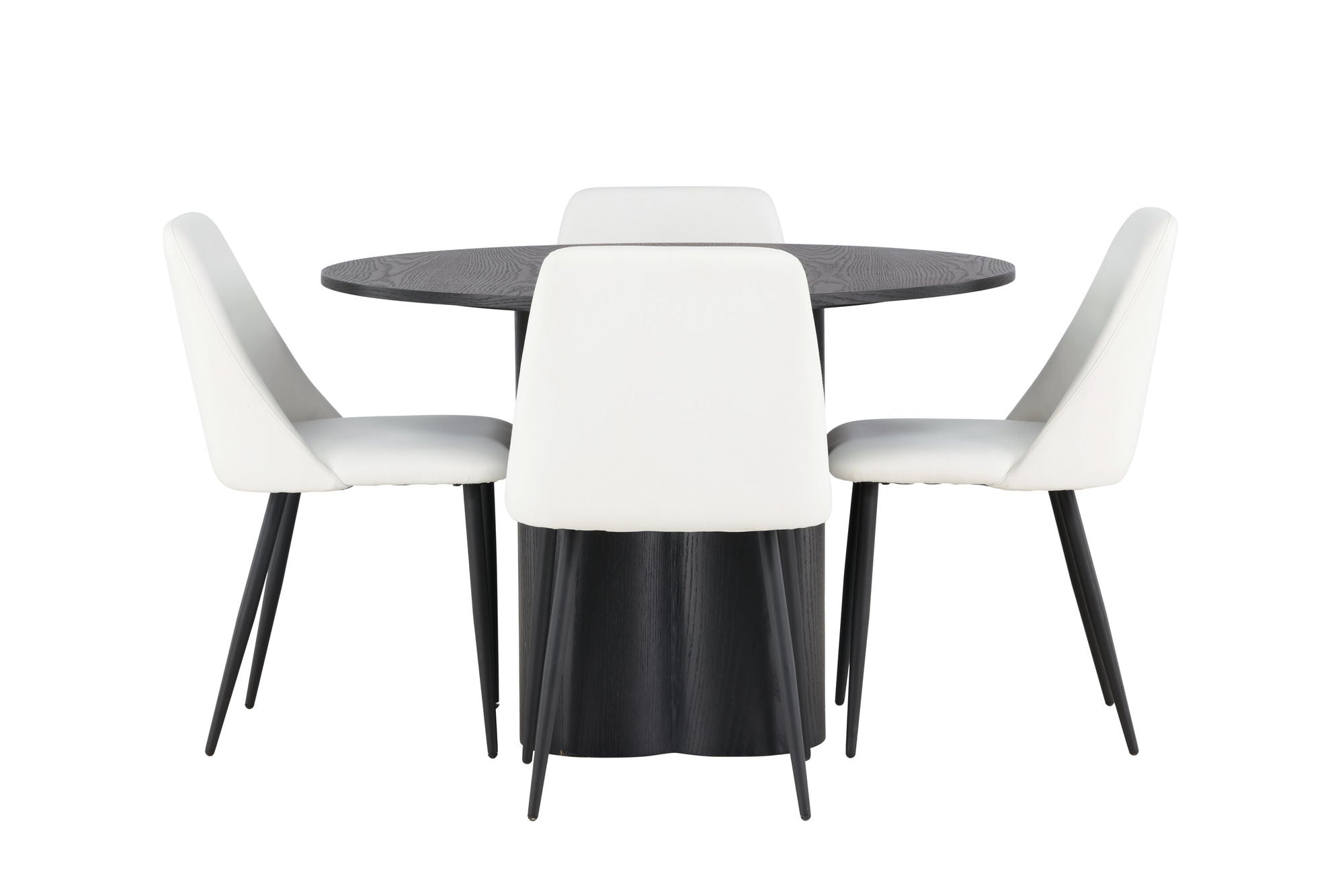 Venture Home Olivia spisebord - Black / Black Veneer +Night Spisebordsstol - Black / White PU _4