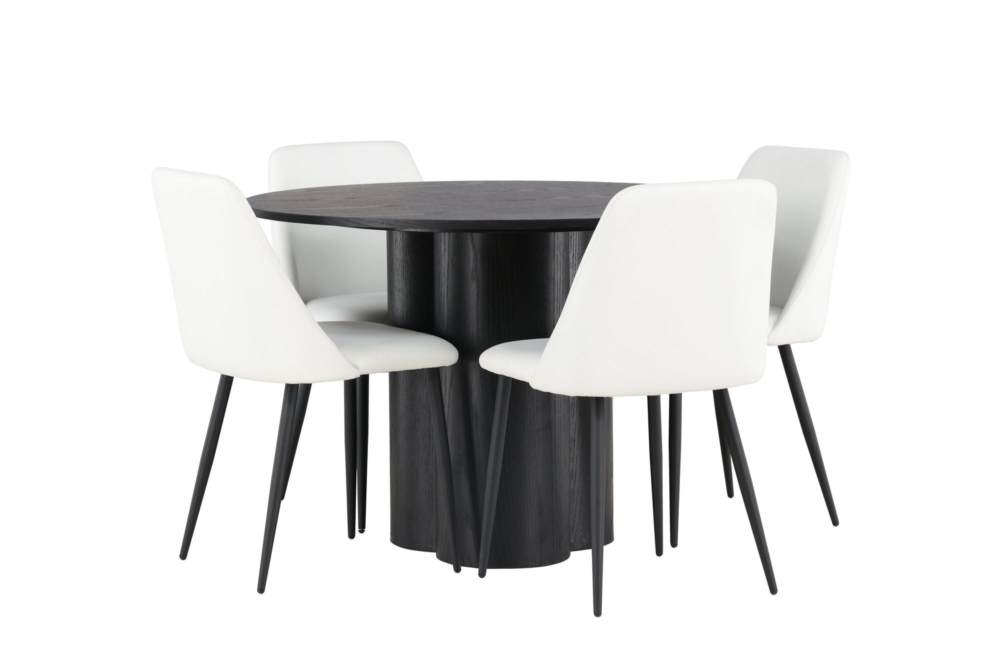 Venture Home Olivia spisebord - Black / Black Veneer +Night Spisebordsstol - Black / White PU _4