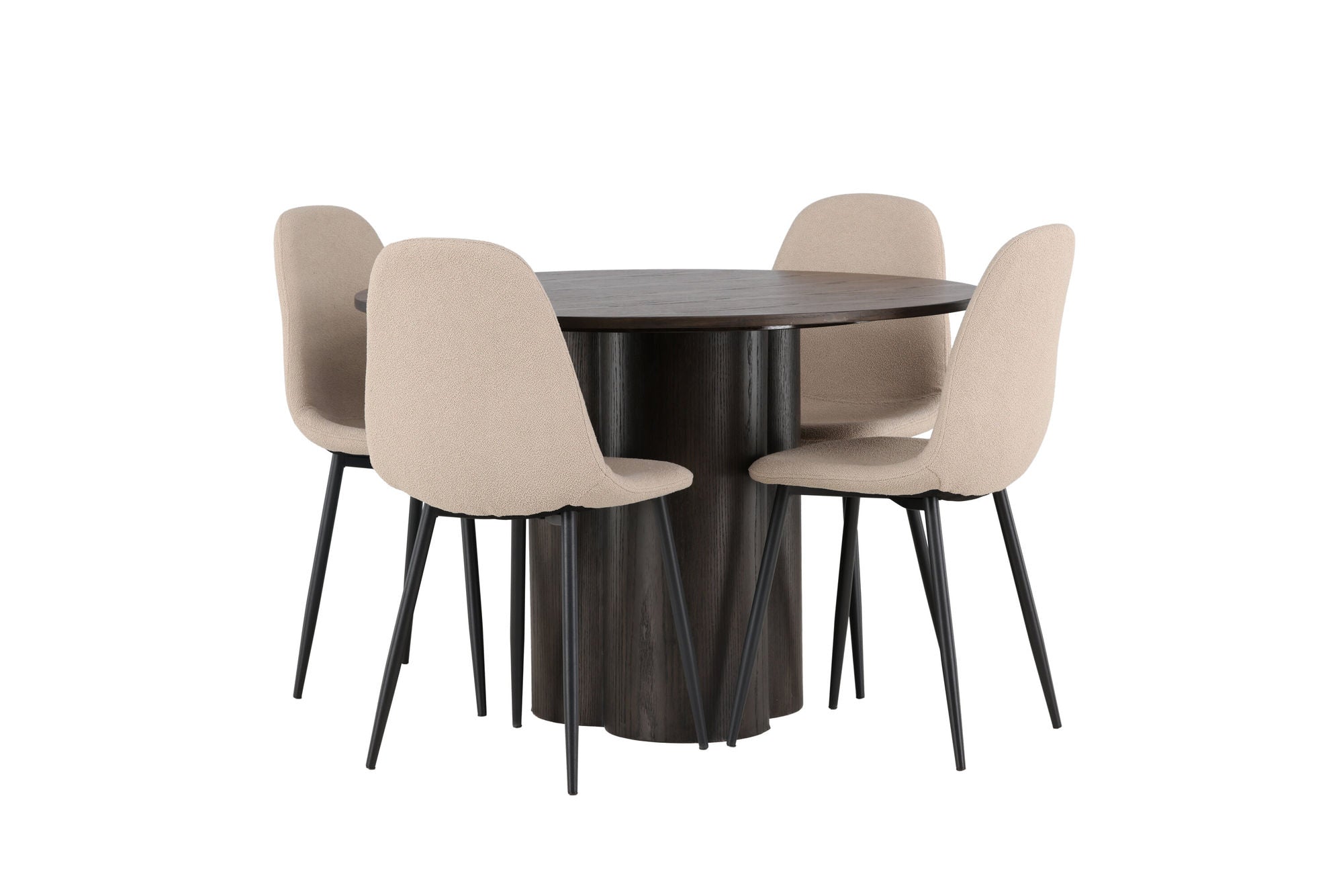Venture Home Olivia spisebord - Mocca / Mocca Veneer +Polar Spisebordsstol - Black / Beige Boucle _4