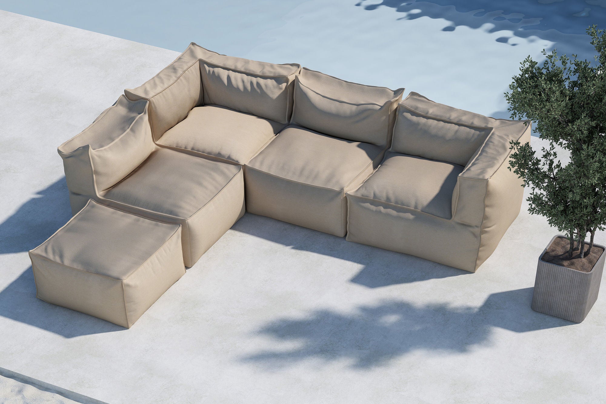 Venture Home Rambo Lounge hjørne Sofa with pouf 2 + 2 + 1 - Beige