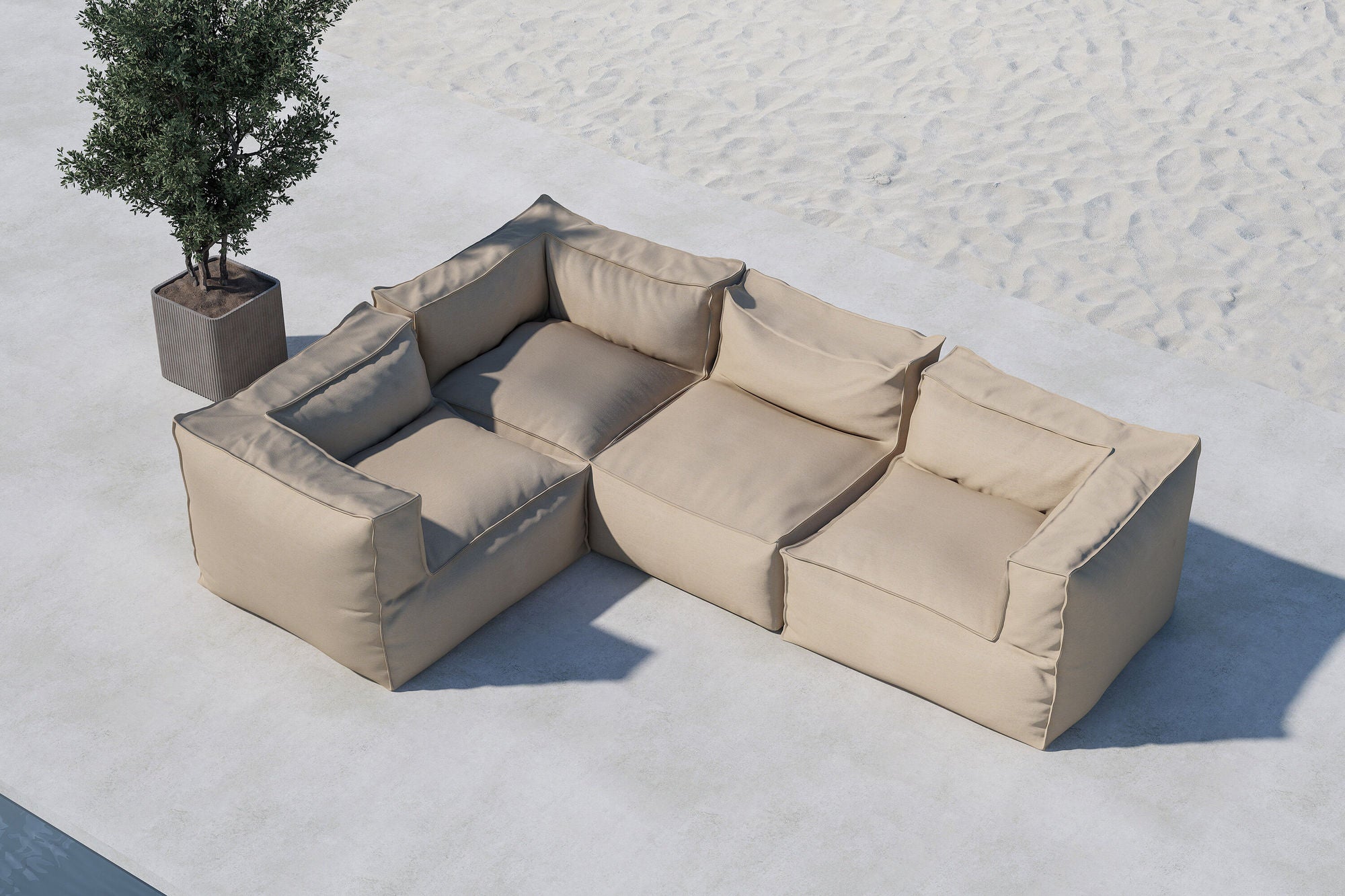 Venture Home Rambo Lounge hjørne Sofa 3 + 1 - Beige