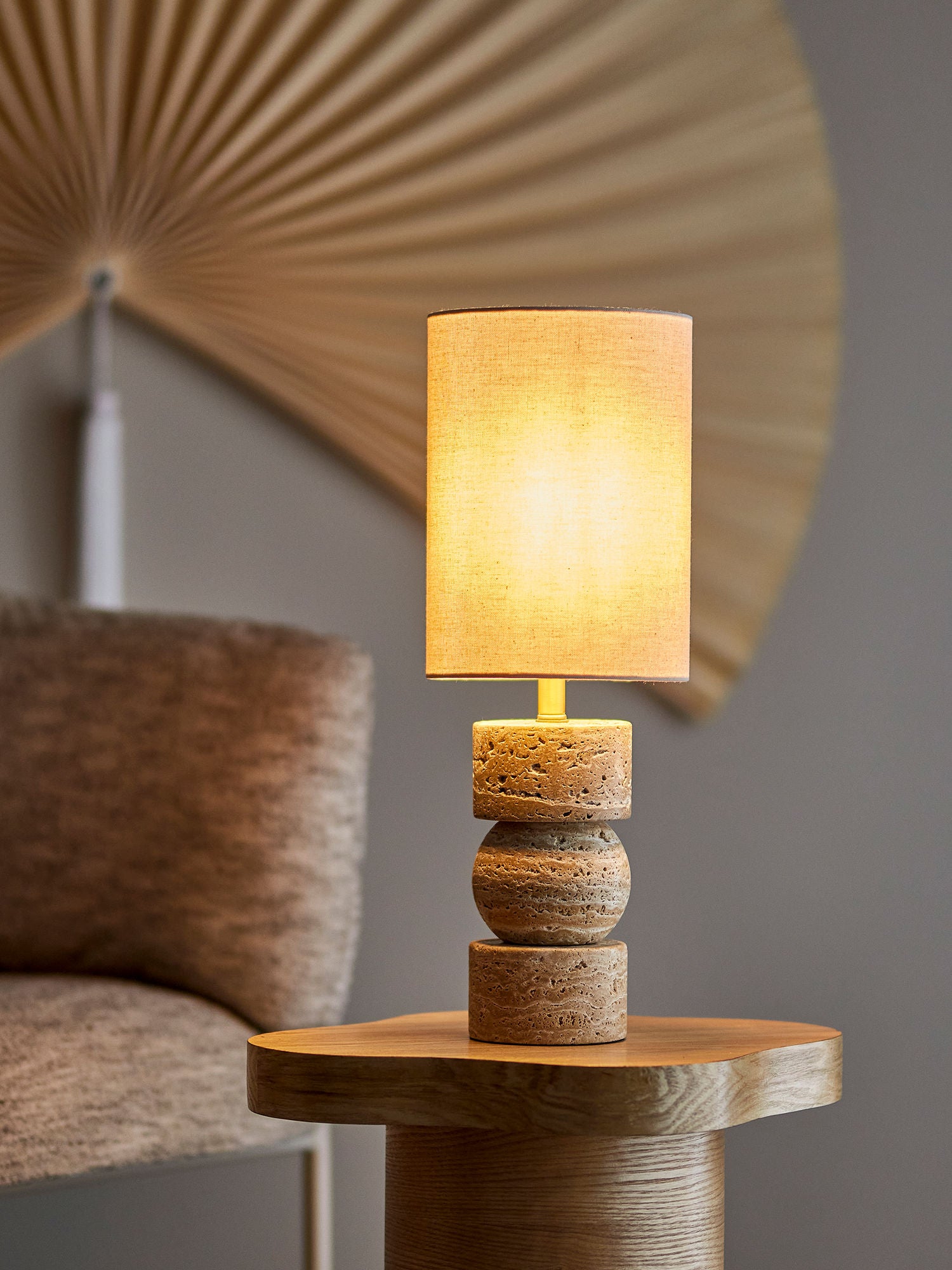 Bloomingville Marci Bordlampe, Natur, Travertin