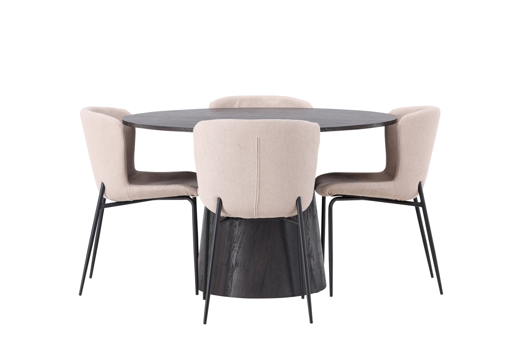 Venture Home Lanzo spisebord φ120 - Mocca/Mocca +Modesto Spisebordsstol - Beige / Beige Boucle _4