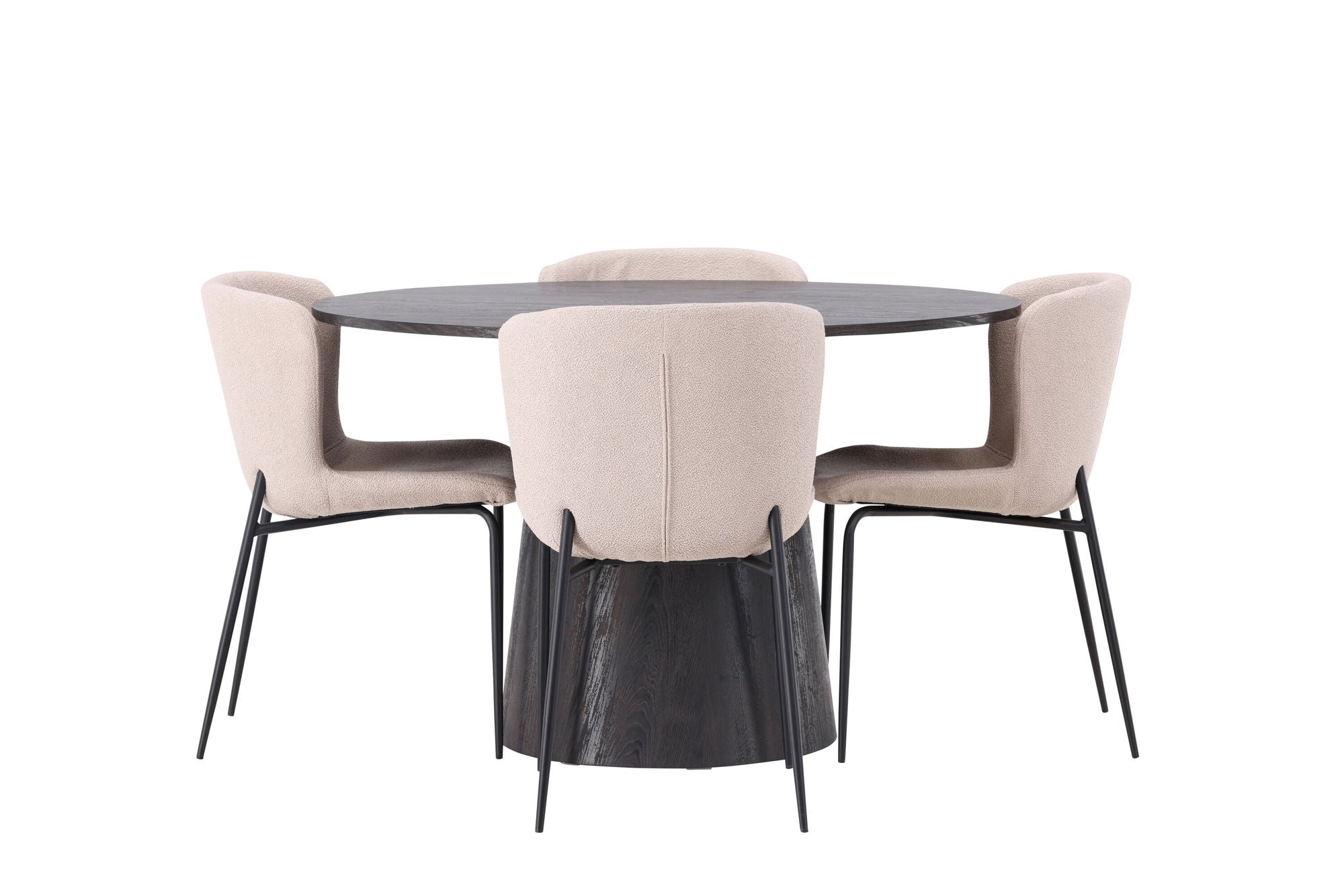 Venture Home Lanzo spisebord φ120 - Mocca/Mocca +Modesto Spisebordsstol - Beige / Beige Boucle _4