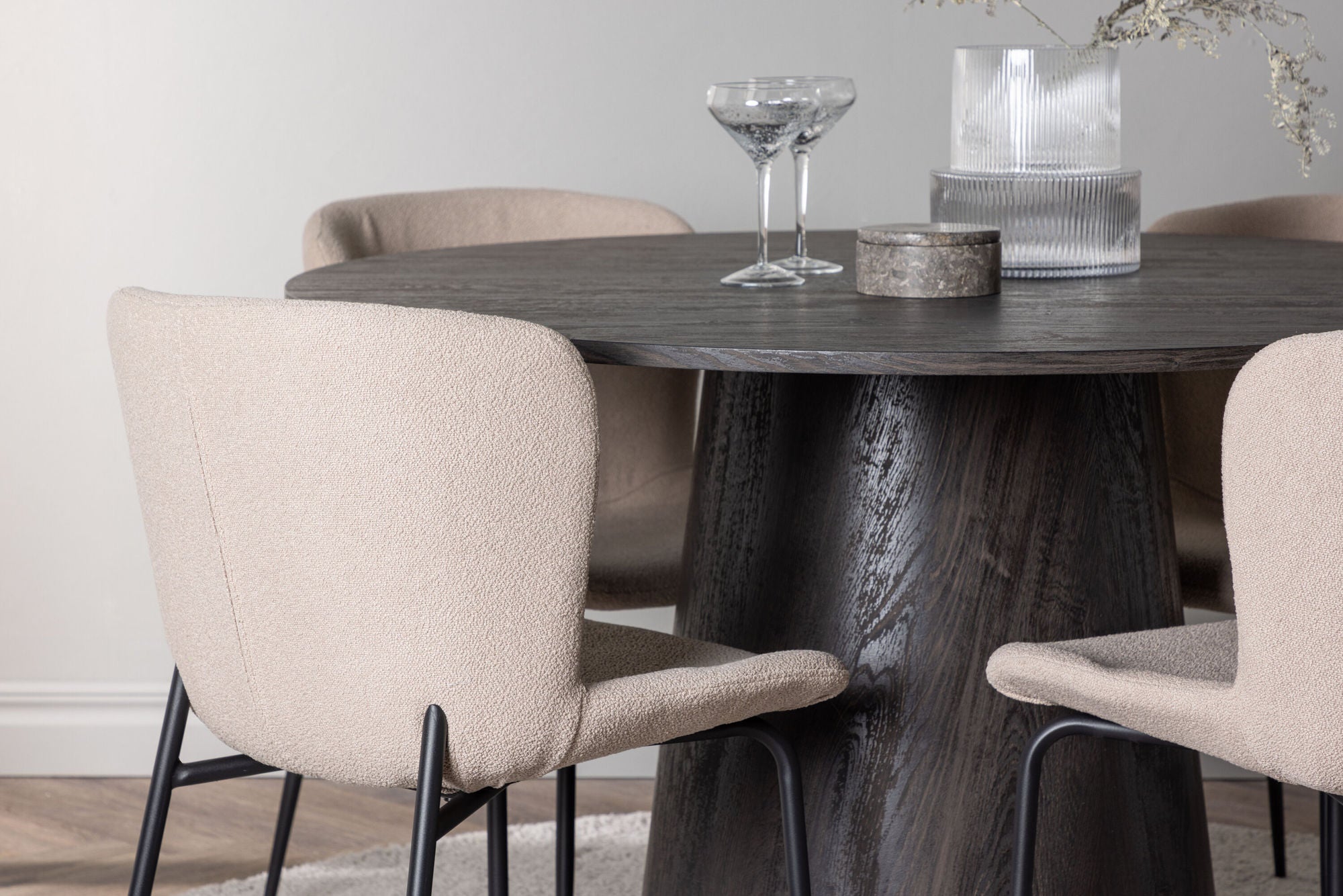 Venture Home Lanzo spisebord φ120 - Mocca/Mocca +Modesto Spisebordsstol - Beige / Beige Boucle _4