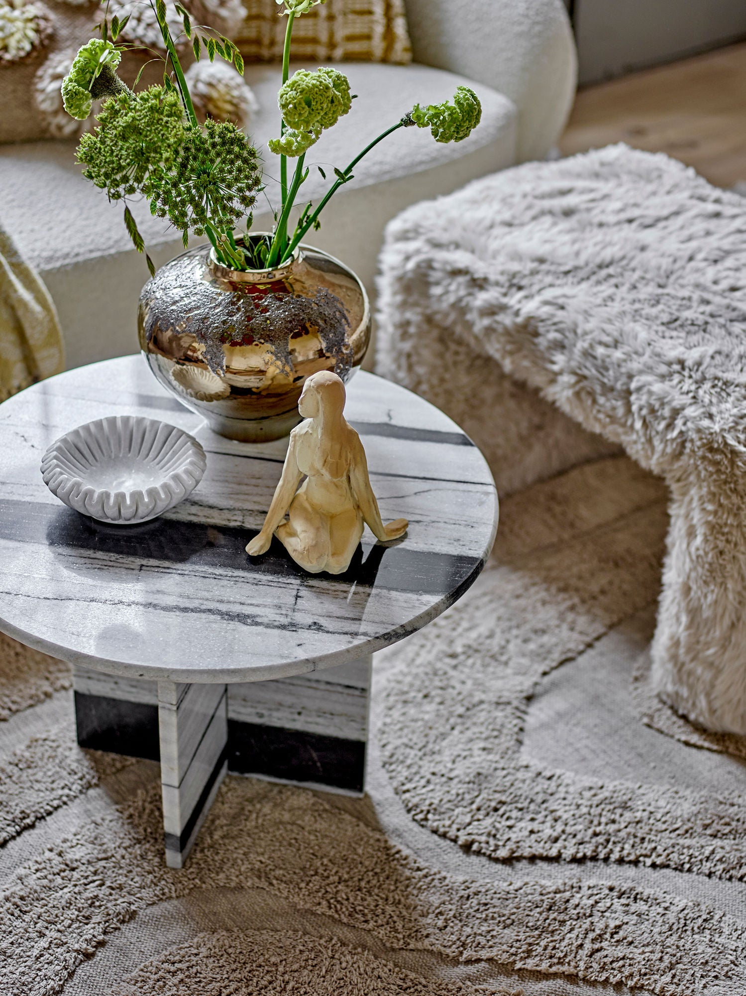 Bloomingville Rosito Sofabord, Hvid, Marmor
