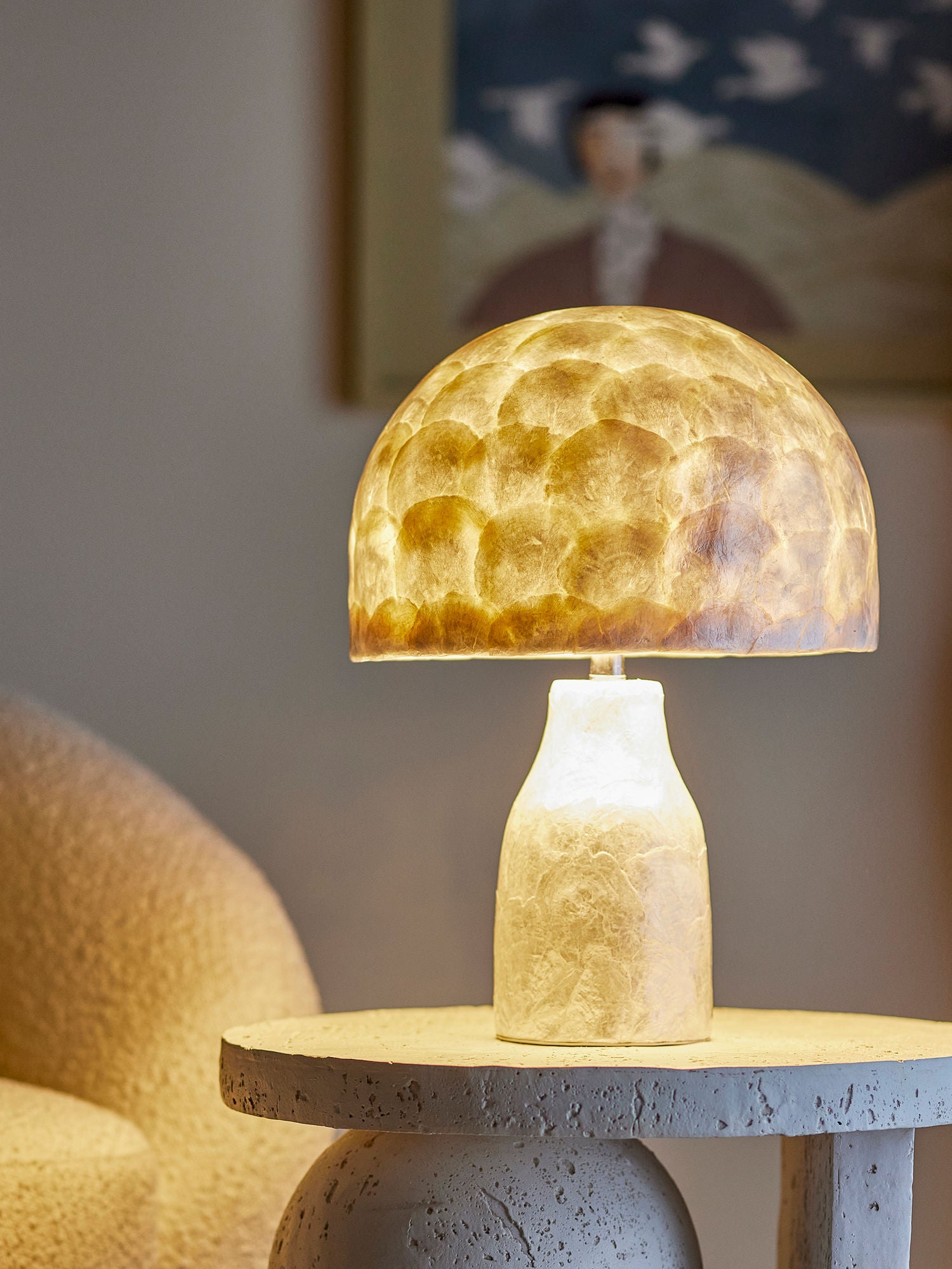 Bloomingville Adria Bordlampe, Natur, Mother of pearl