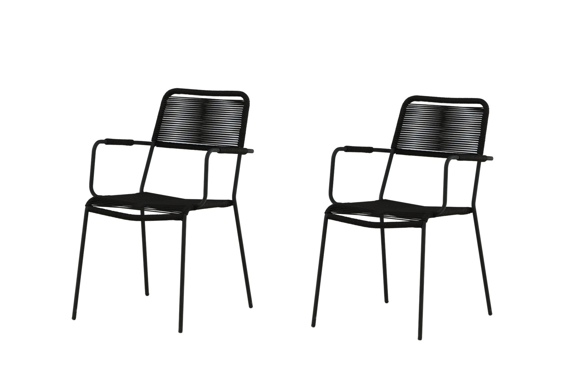 Venture Home Lindos Armchair 2-pack - Black Alu / Black Rope
