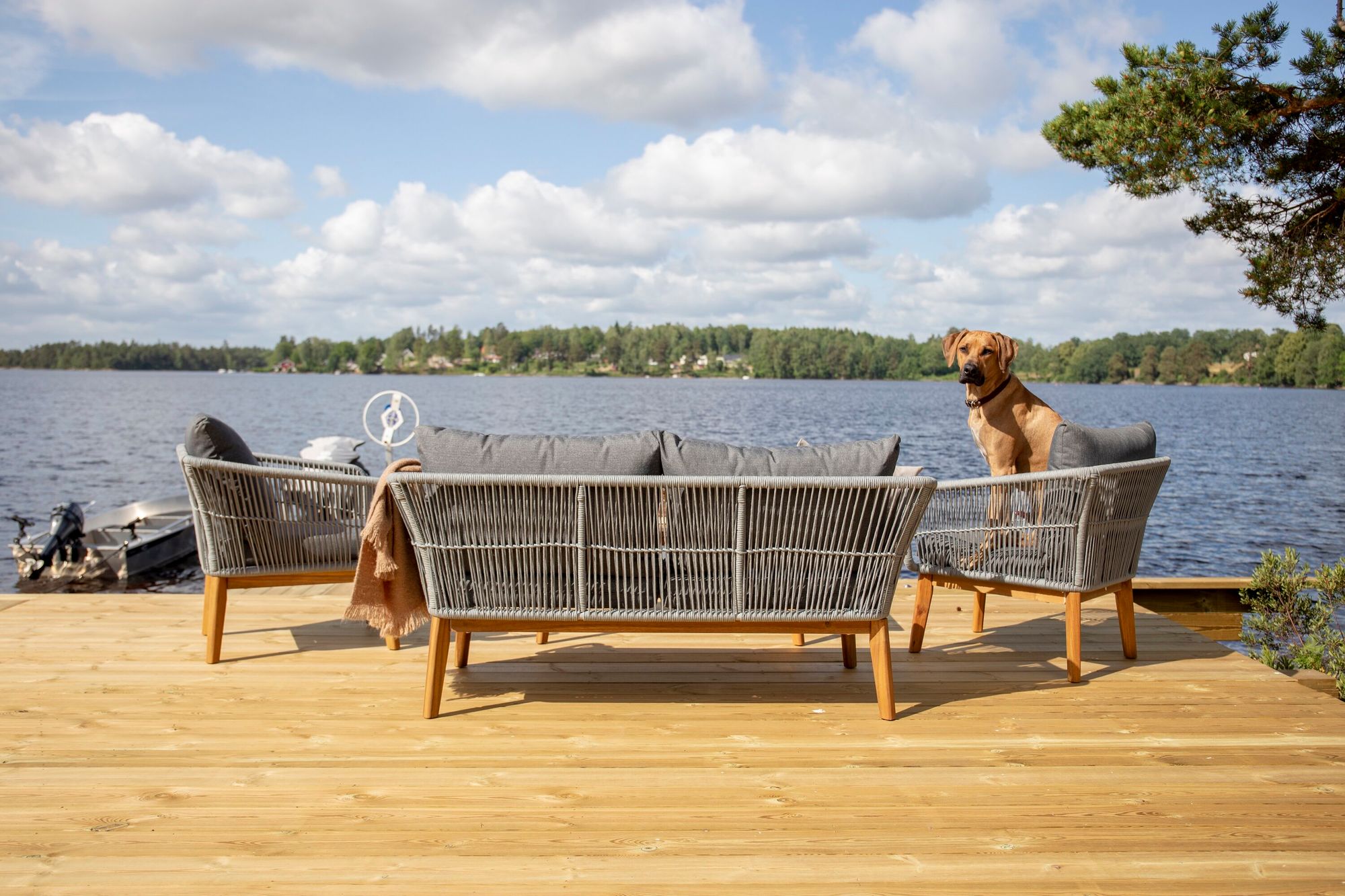 Venture Home Chania Sofa set - Grey/Acacia