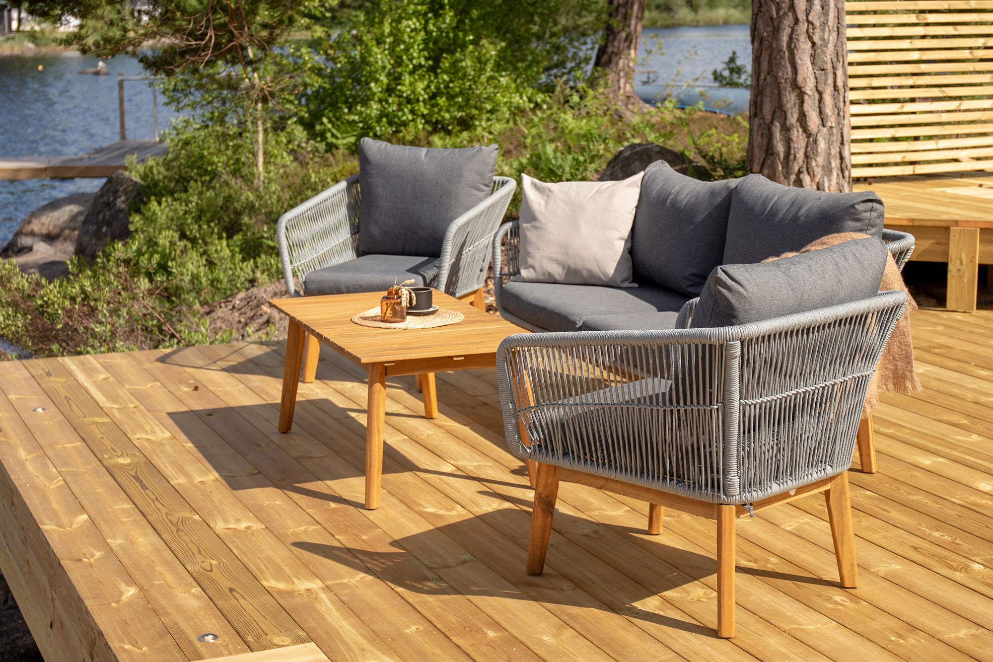 Venture Home Chania Sofa set - Grey/Acacia