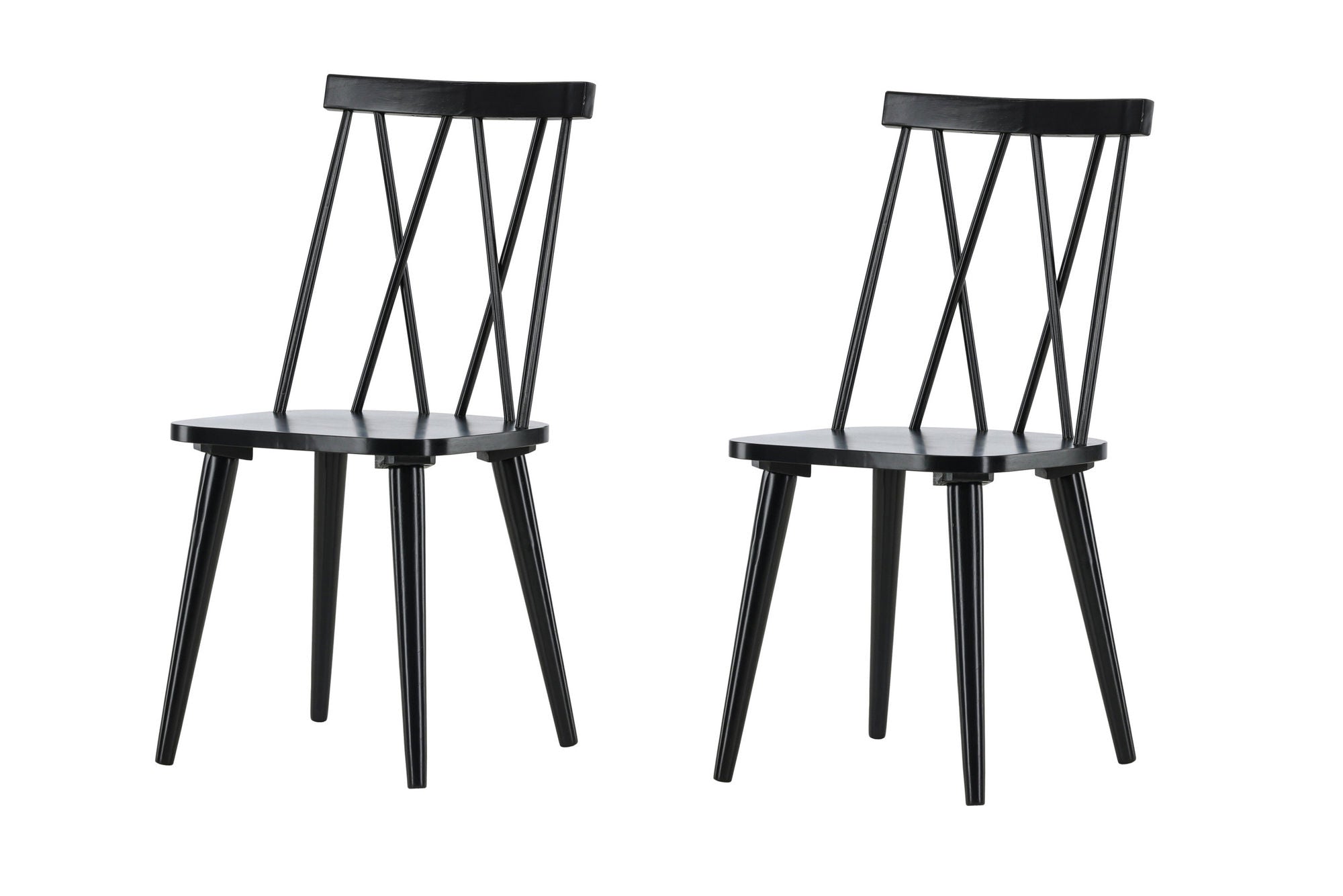 Venture Home Mariette Spisebordsstol 2-pack - Black / Black Solid Rubber Wood