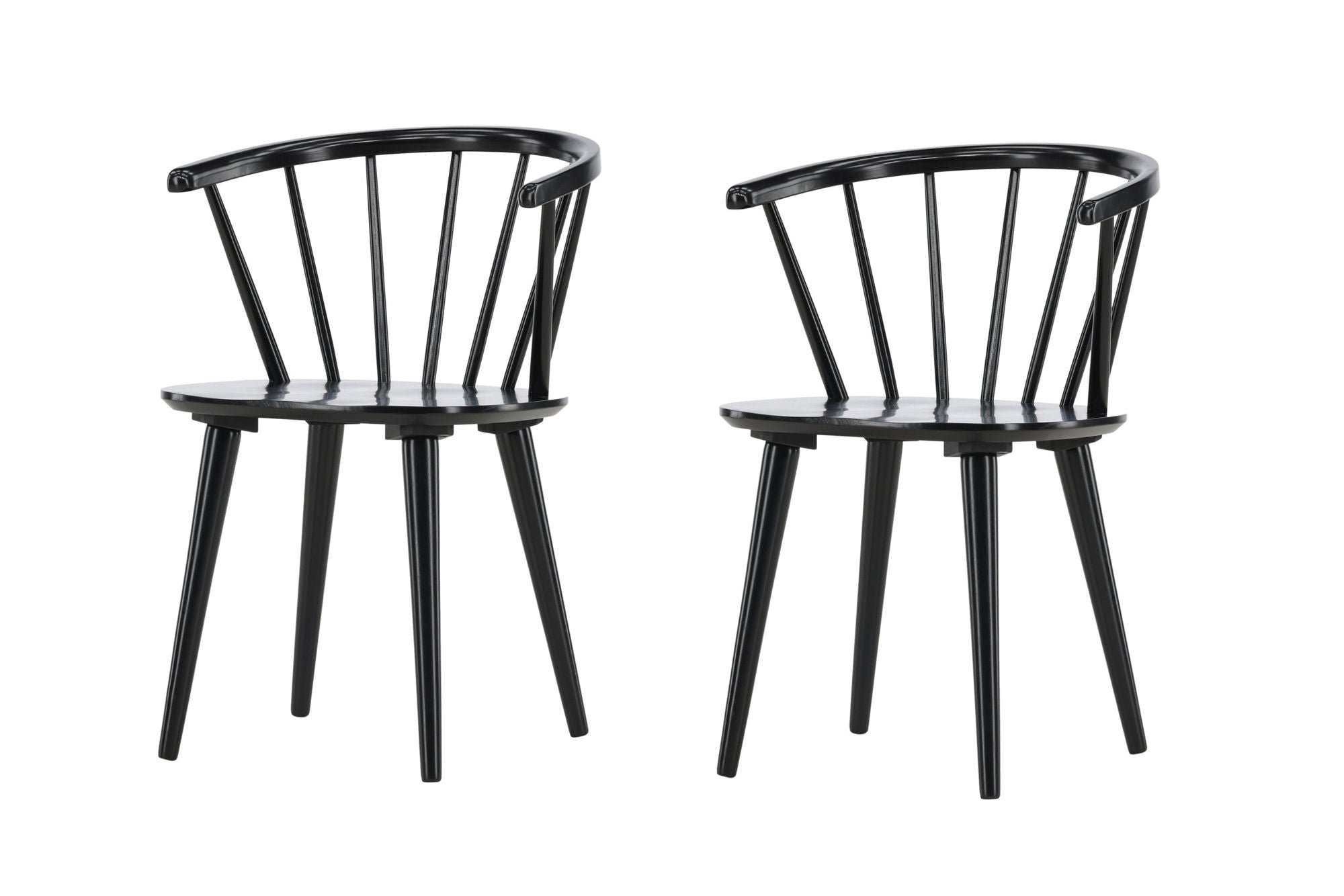 Venture Home Bobby Spisebordsstol 2-pack - Black / Black Solid Rubber Wood