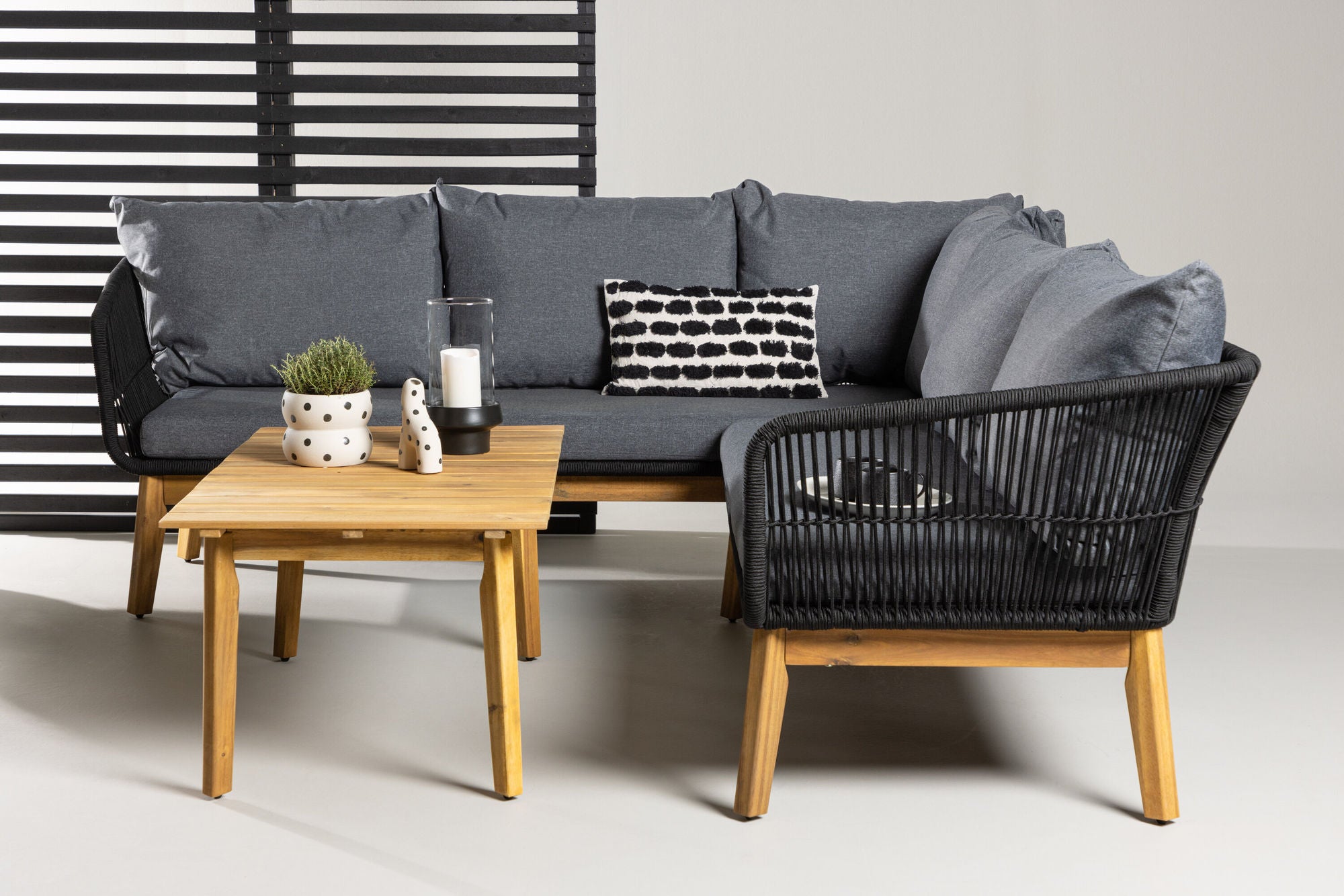 Venture Home Chania hjørne sofa - Black/Acacia