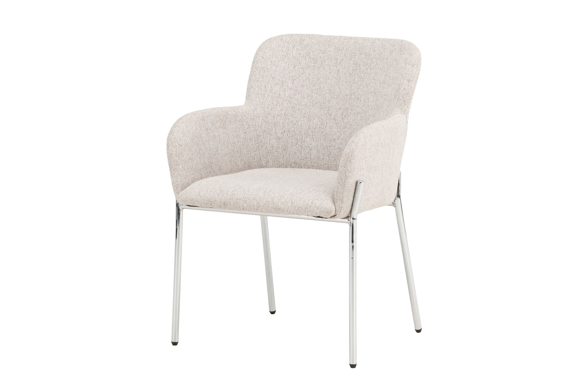 Vind Vätö Spisebordsstol - Silver Chrome Frame / Beige Fabric