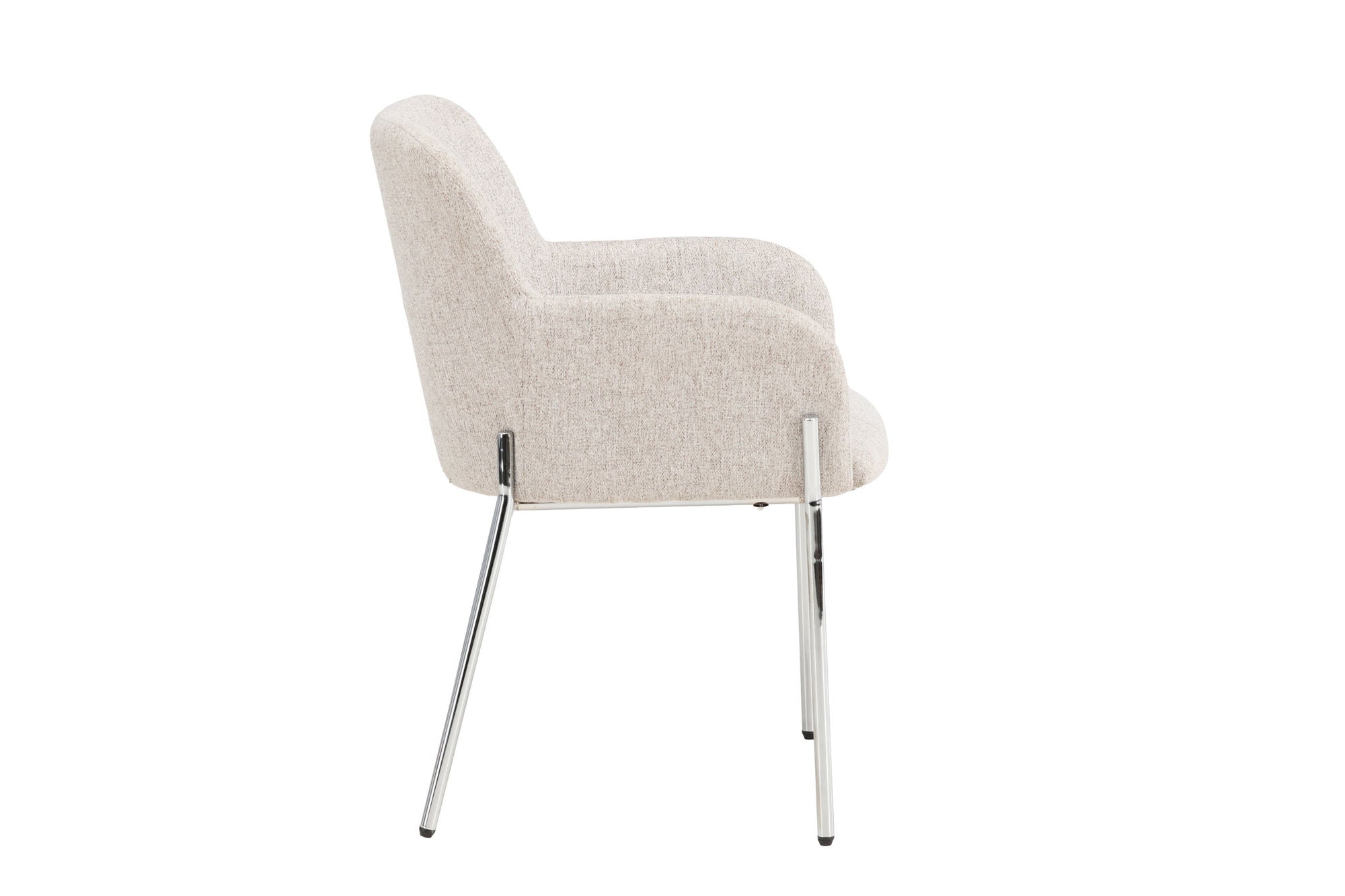 Vind Vätö Spisebordsstol - Silver Chrome Frame / Beige Fabric