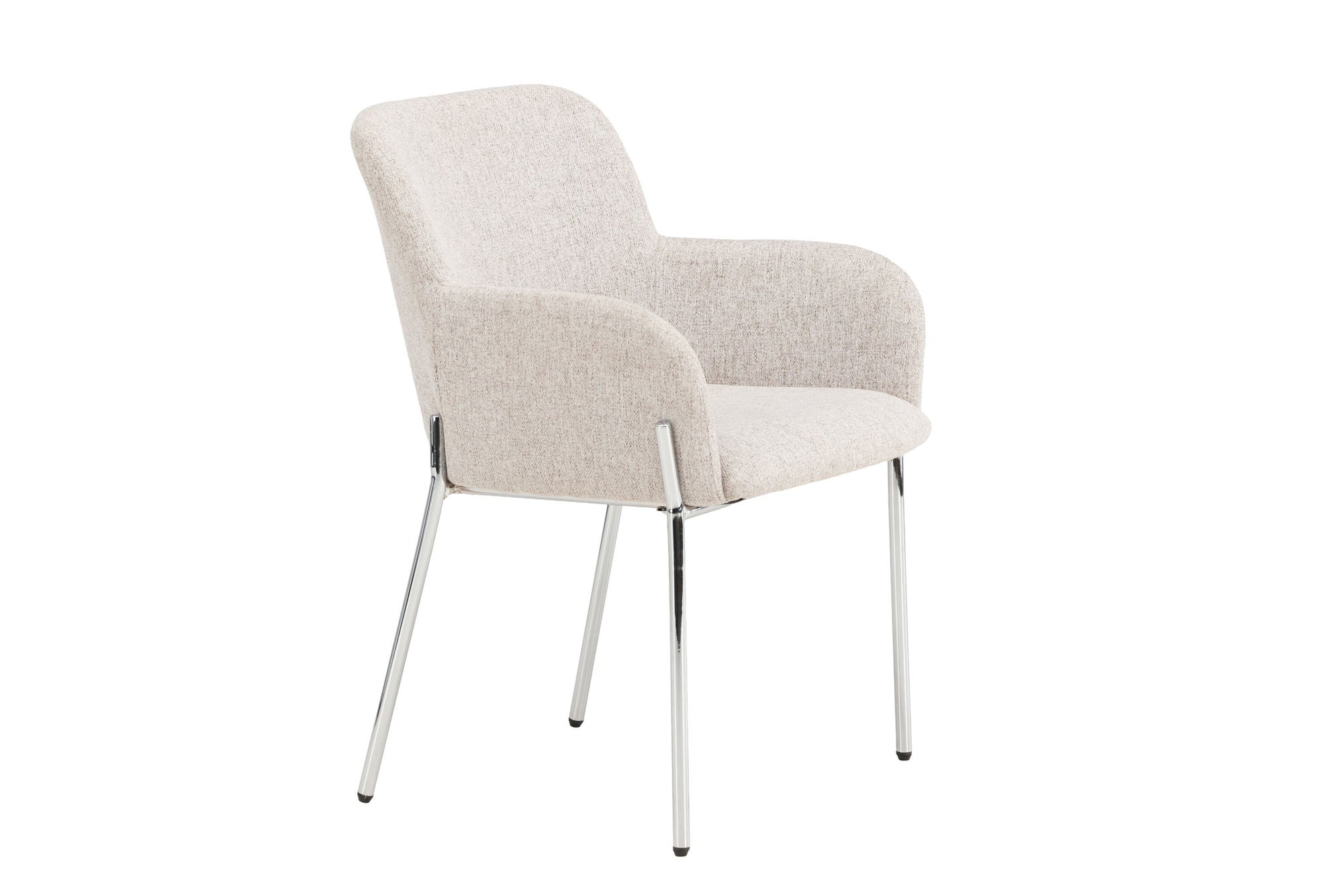 Vind Vätö Spisebordsstol - Silver Chrome Frame / Beige Fabric