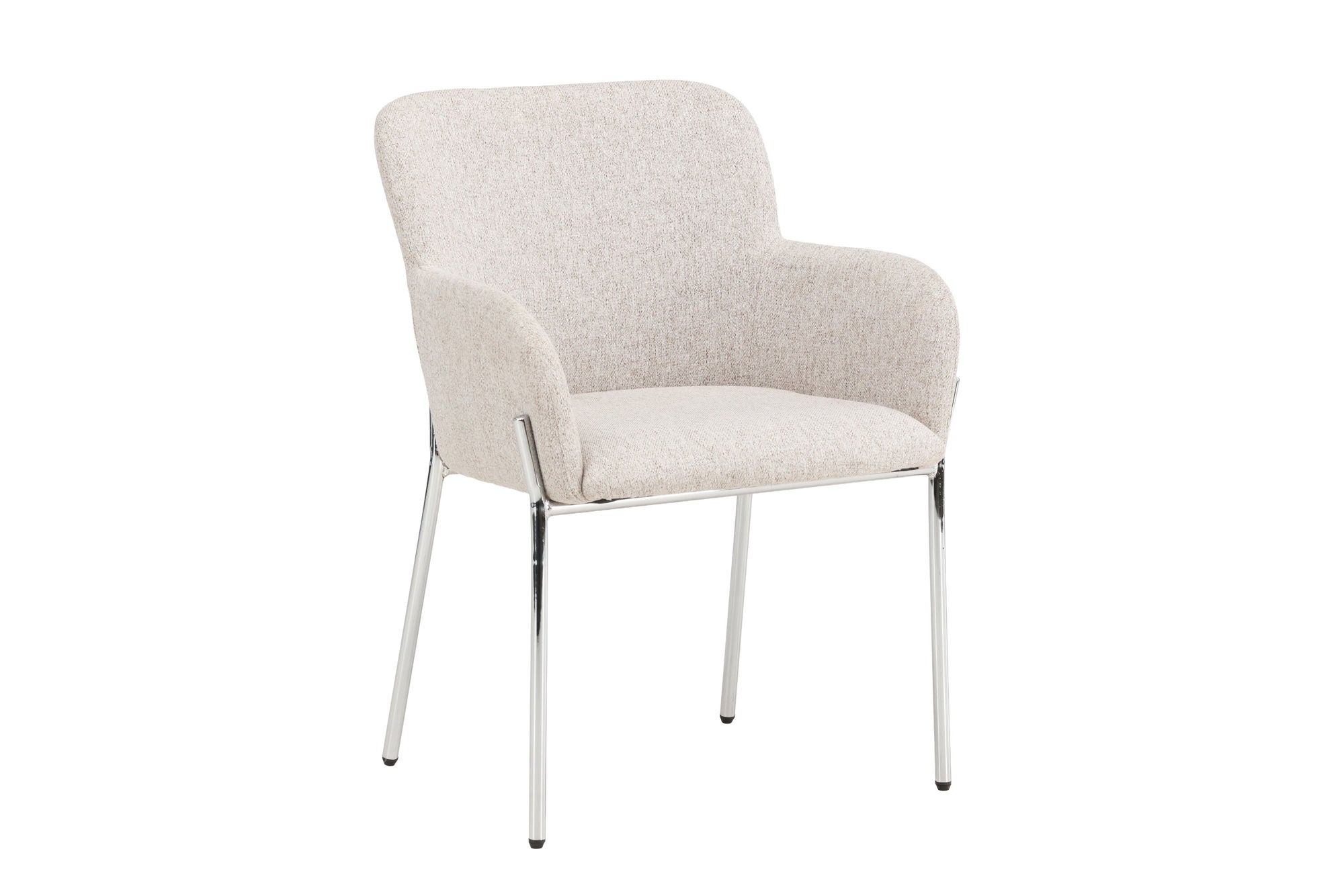 Vind Vätö Spisebordsstol - Silver Chrome Frame / Beige Fabric