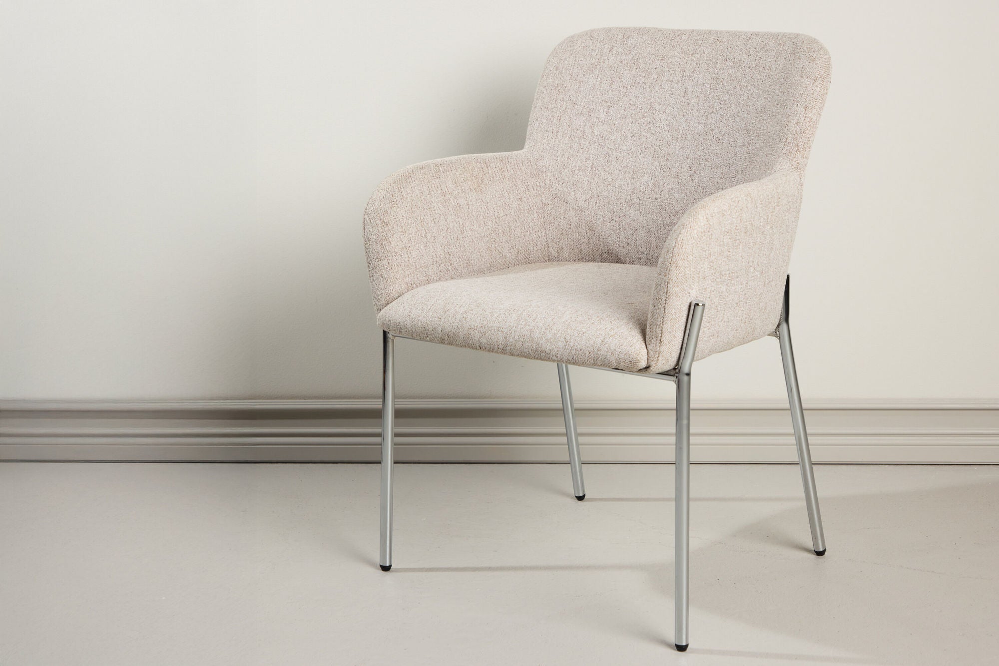 Vind Vätö Spisebordsstol - Silver Chrome Frame / Beige Fabric