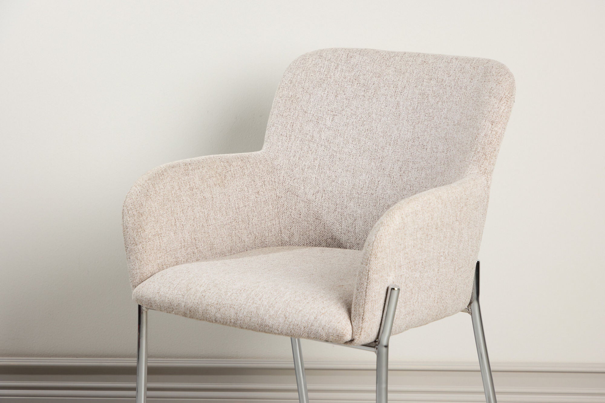 Vind Vätö Spisebordsstol - Silver Chrome Frame / Beige Fabric