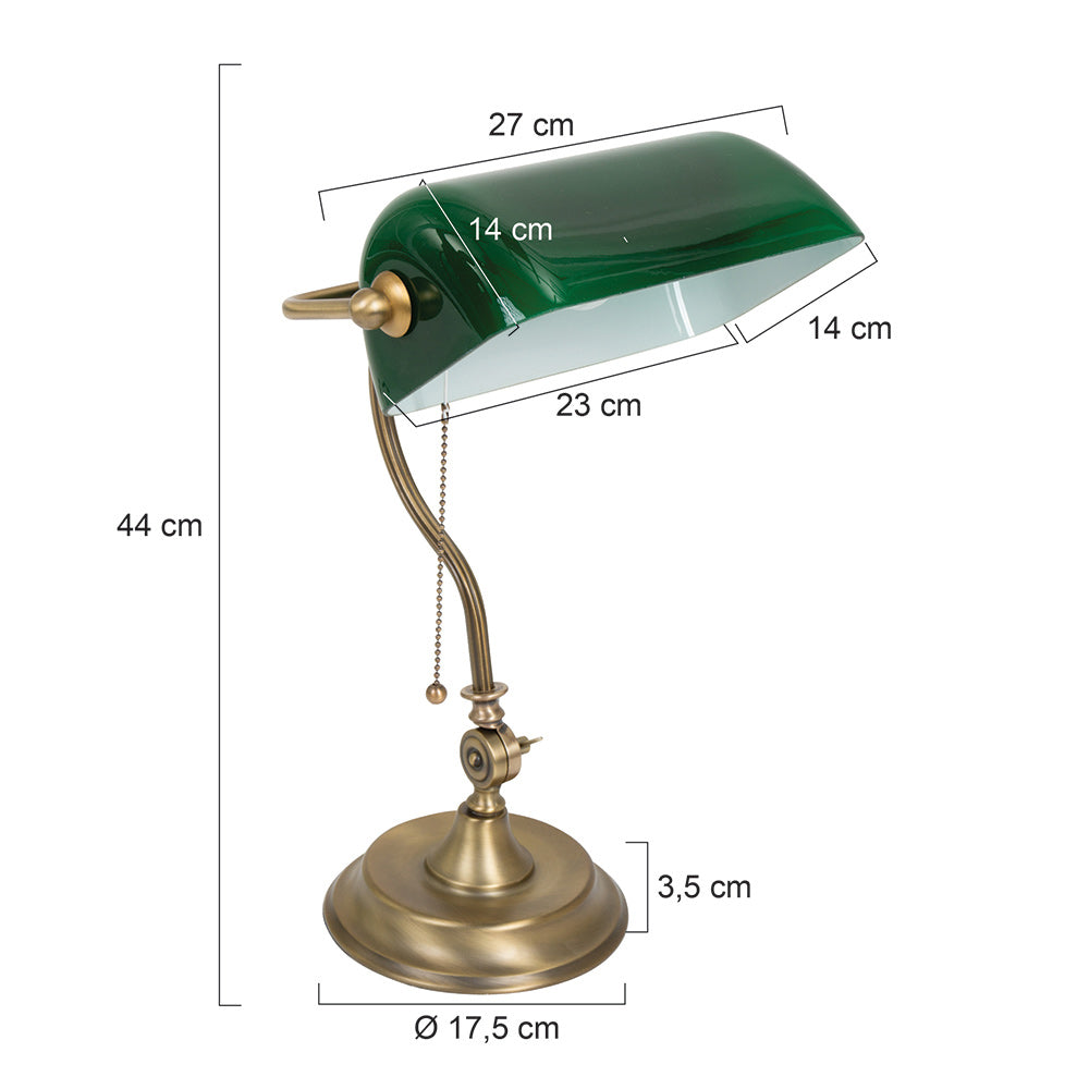 Bronzefarvet notar-/bordlampe 7733BR med stor fatning E27