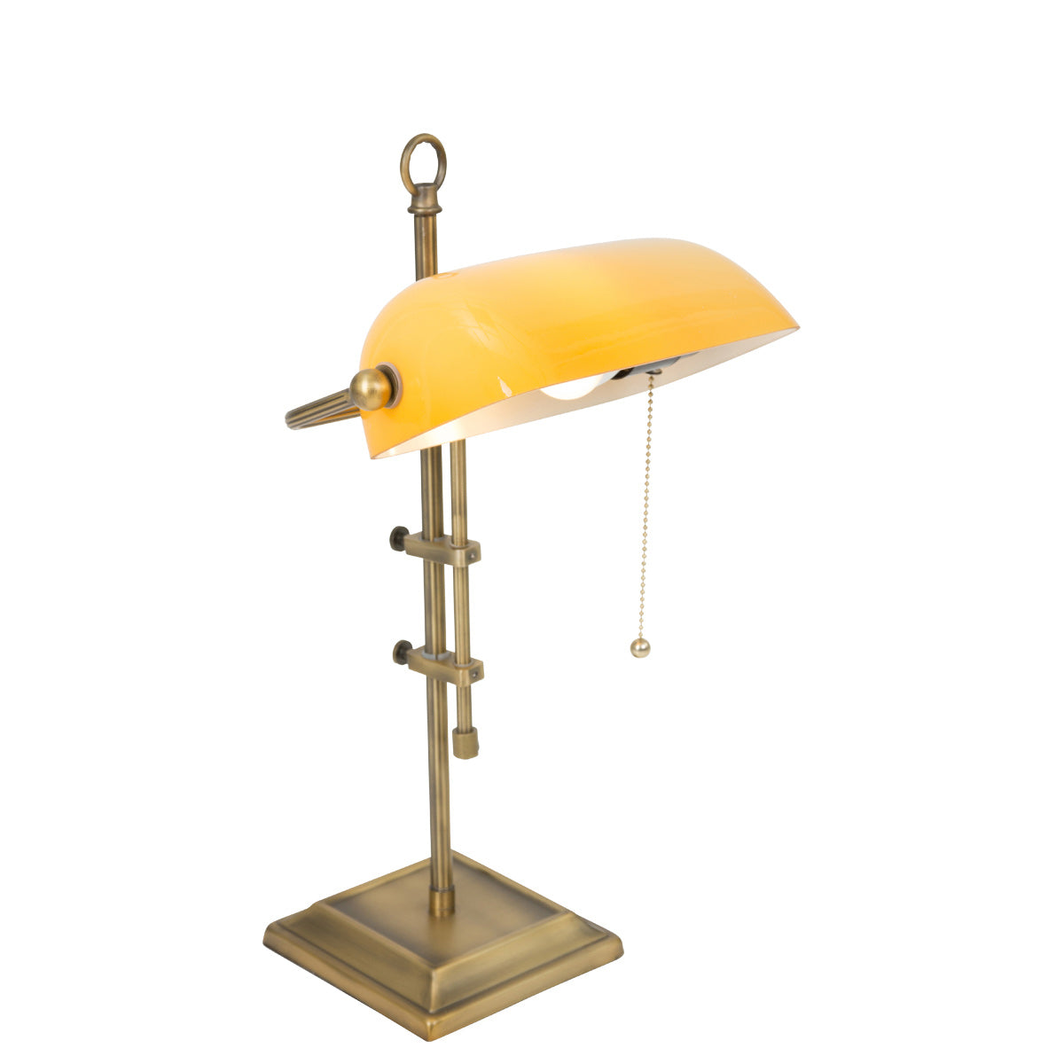 Bordlampe Ancilla 7735BR bronzefarvet notarlampe med ravfarvet glas