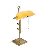 Bordlampe Ancilla 7735BR bronzefarvet notarlampe med ravfarvet glas