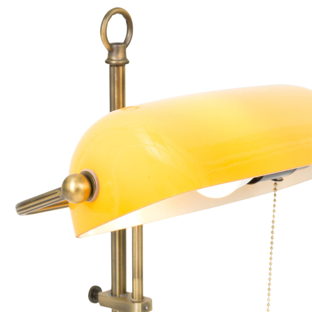 Bordlampe Ancilla 7735BR bronzefarvet notarlampe med ravfarvet glas