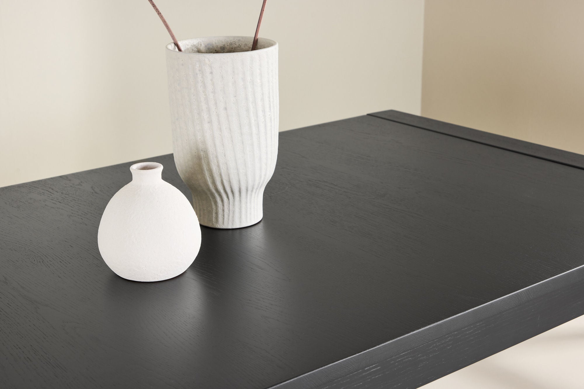 Vind Slider spisebord 250x95x75 cm - Black / Solid Oak Veneer