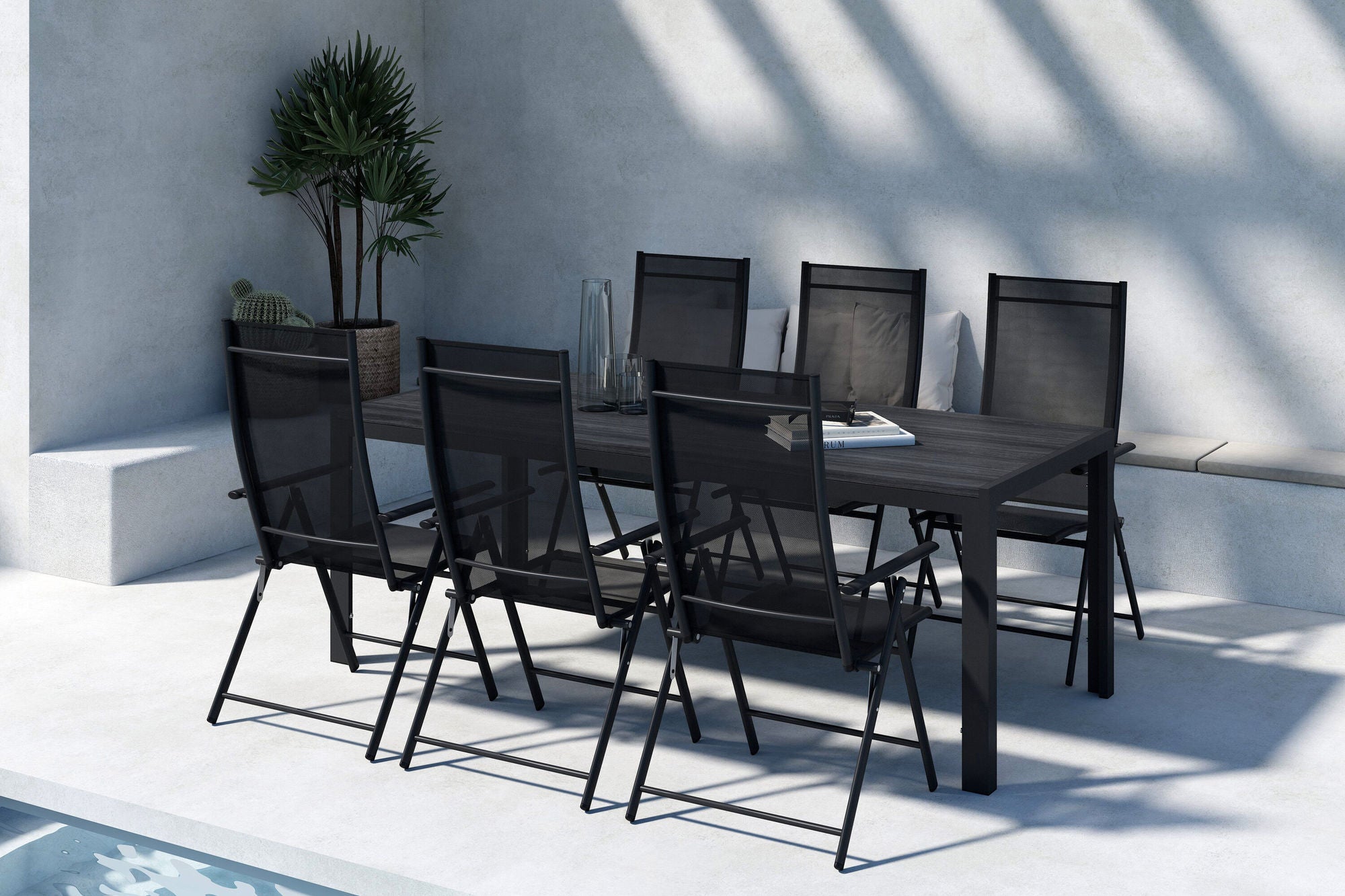 Venture Home Mirko spisebord - Black + Levanzo Diningchair - Black x 6