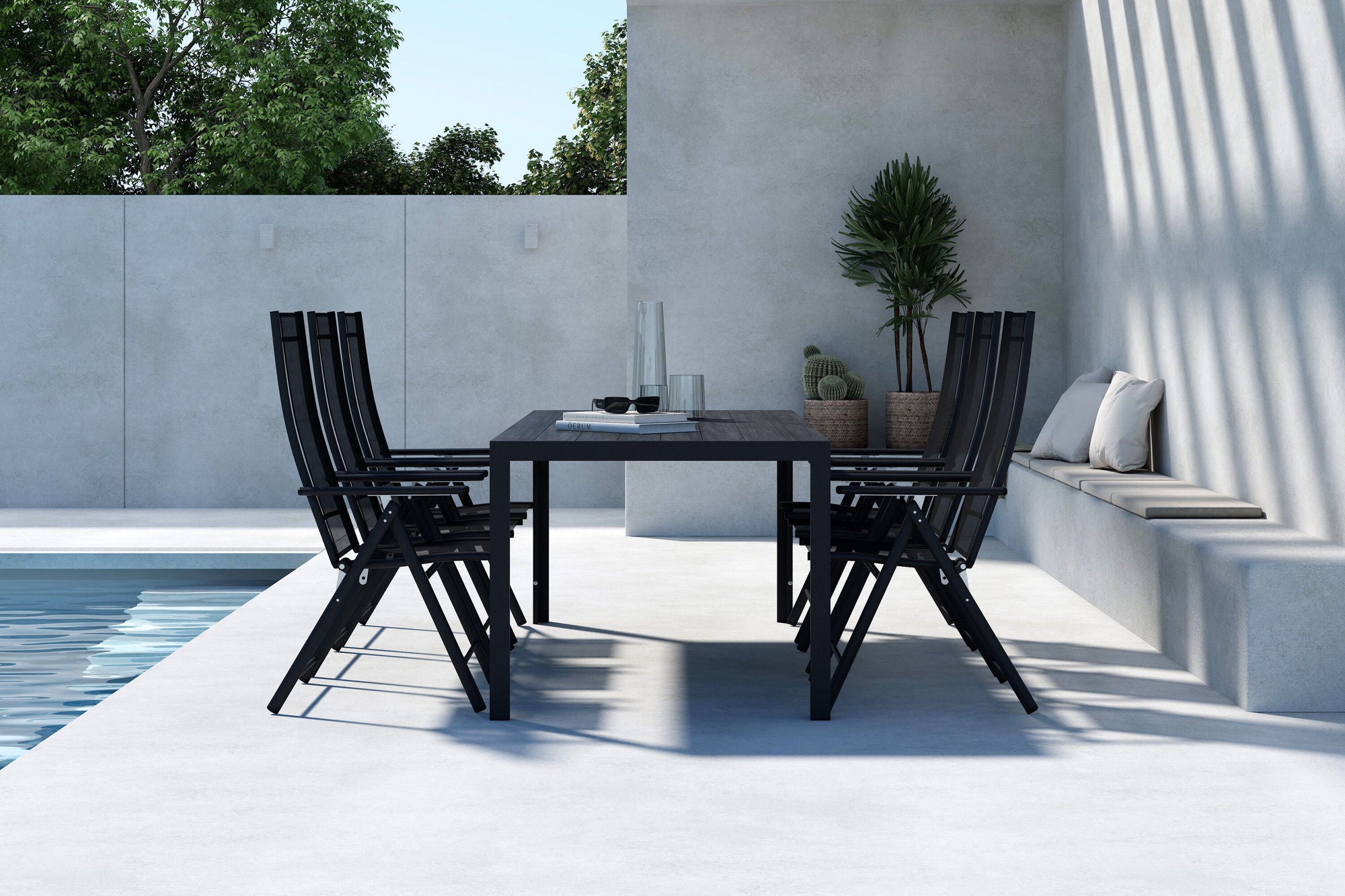 Venture Home Mirko spisebord - Black + Levanzo Diningchair - Black x 6