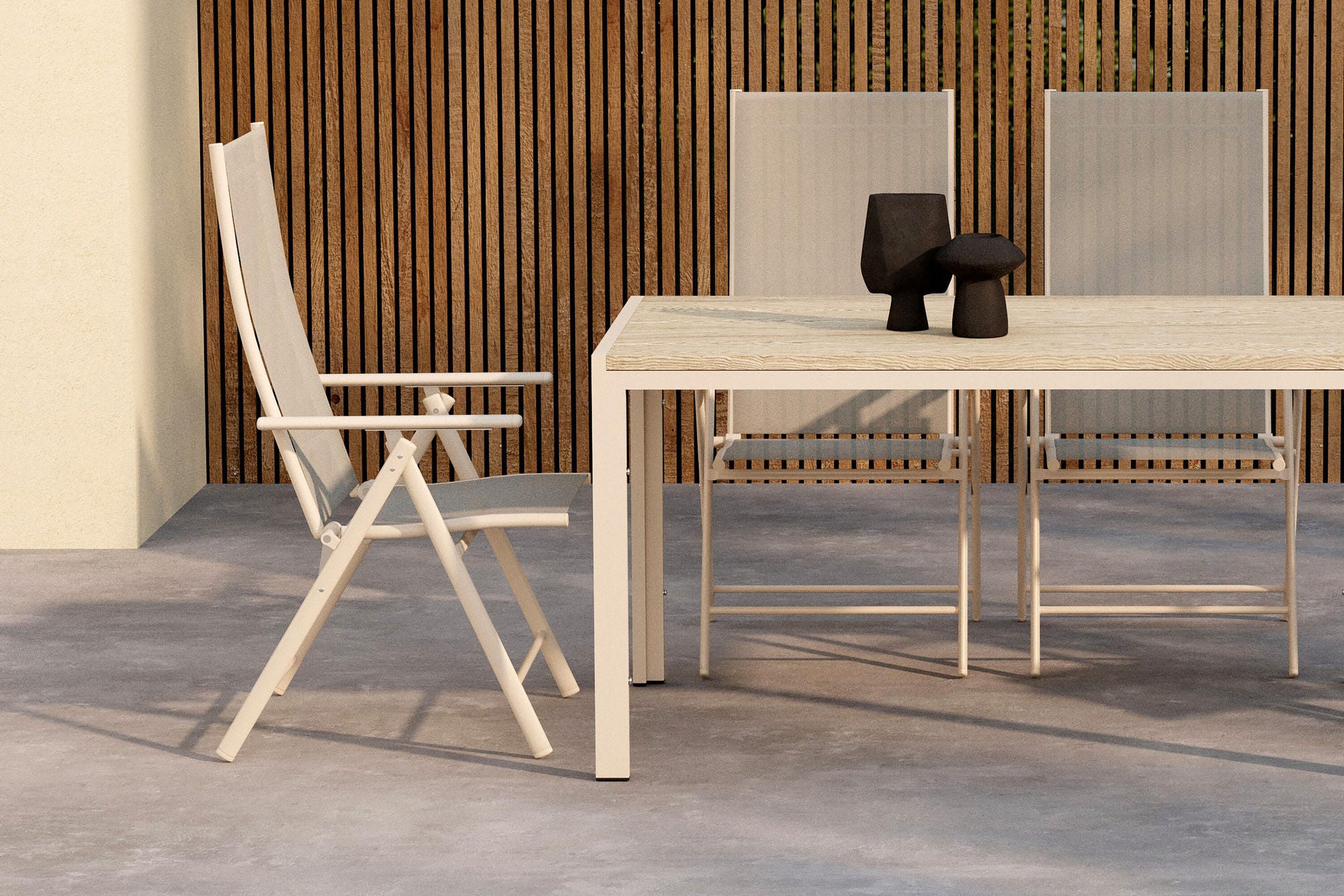 Venture Home Mirko spisebord - Beige + Levanzo Diningchair - Beige x 4