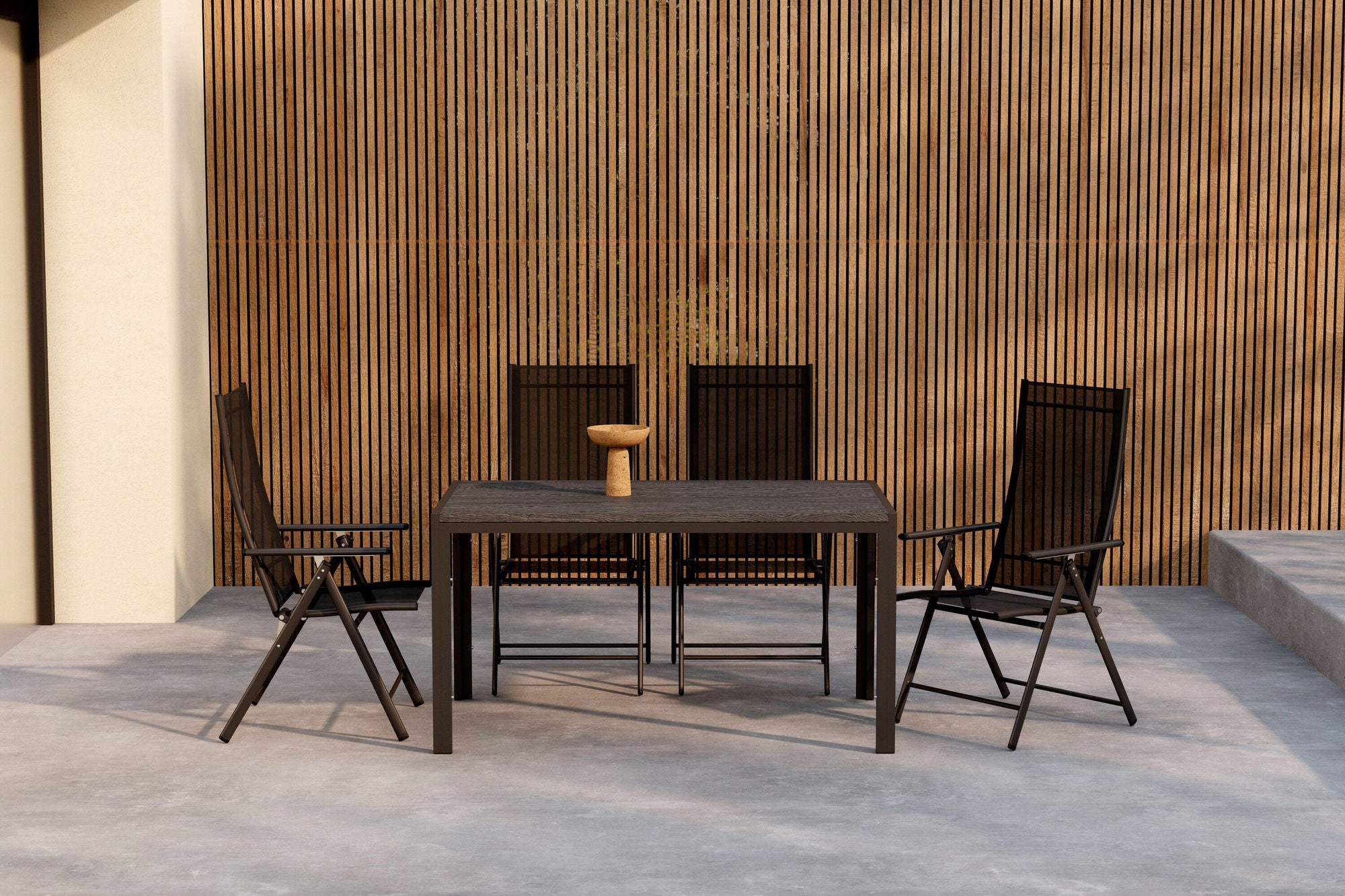 Venture Home Mirko spisebord - Black + Levanzo Diningchair - Black x 4