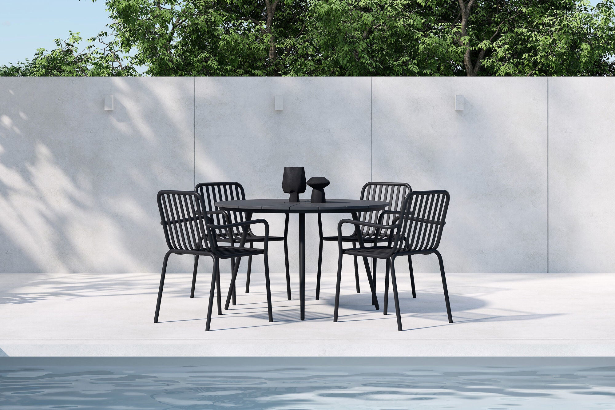 Venture Home San Vito spisebord - Black + Peking Diningchair - Black x 4