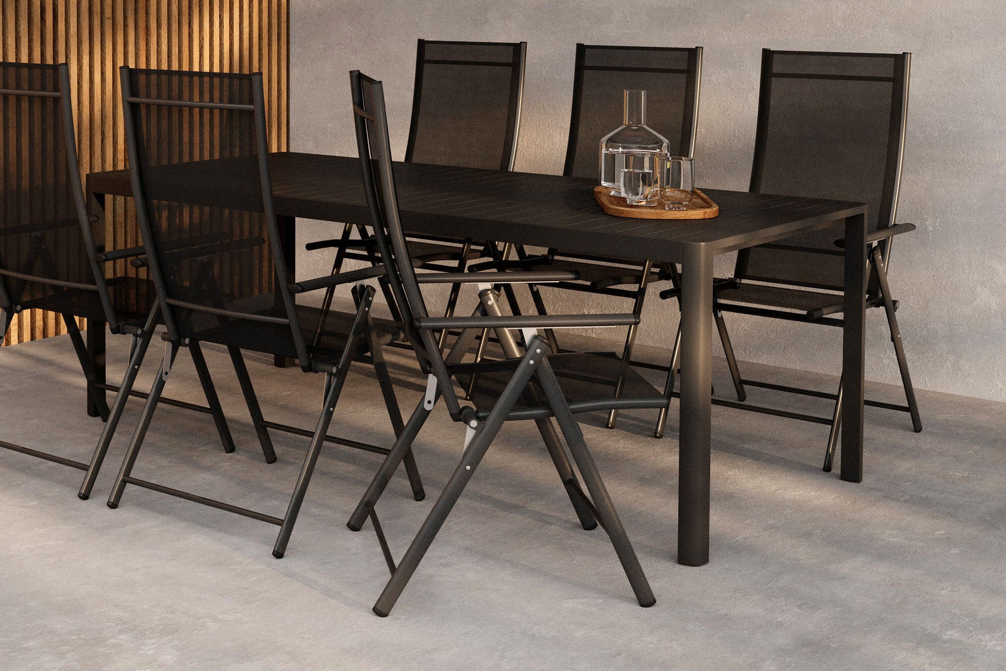 Venture Home Giardini spisebord - Black + Levanzo Diningchair - Black x 6