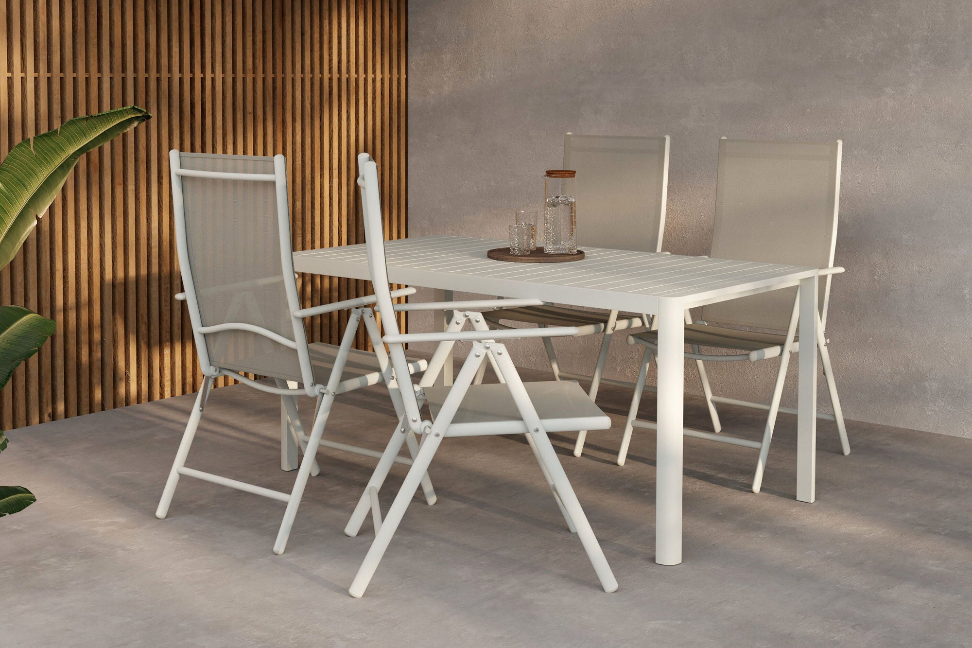 Venture Home Giardini spisebord - Beige + Break Diningchair - Beige x 4