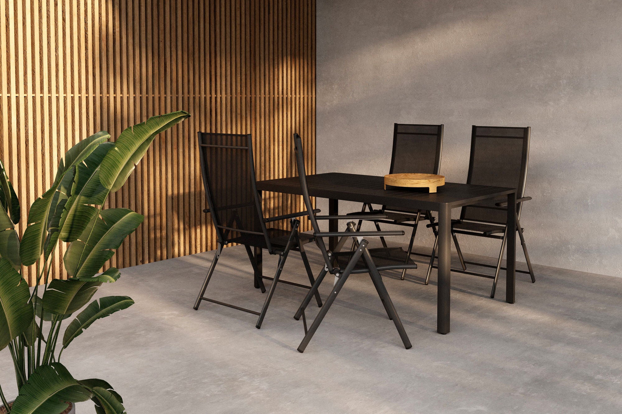 Venture Home Giardini spisebord - Black + Levanzo Diningchair - Black x 4