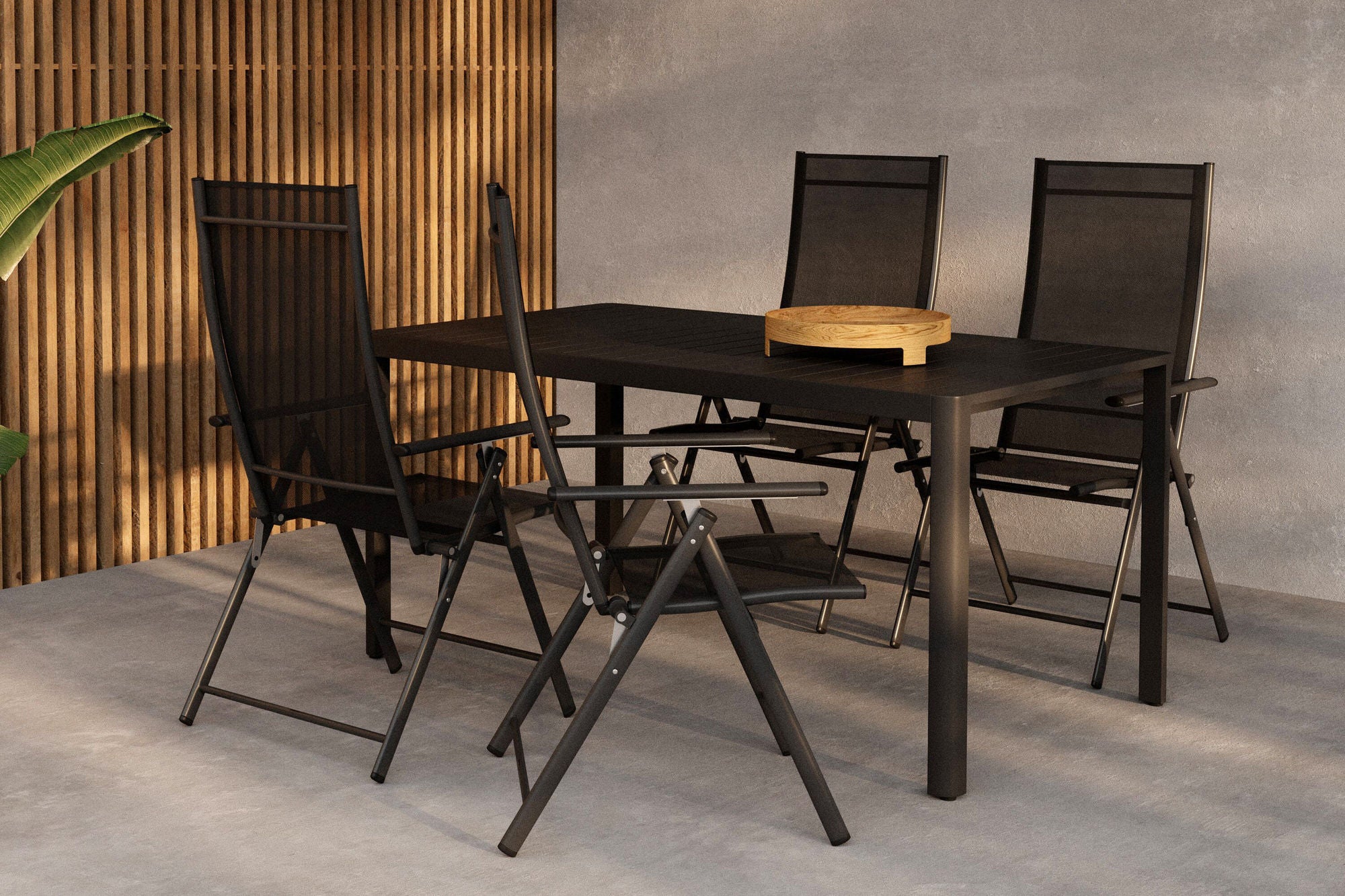 Venture Home Giardini spisebord - Black + Levanzo Diningchair - Black x 4