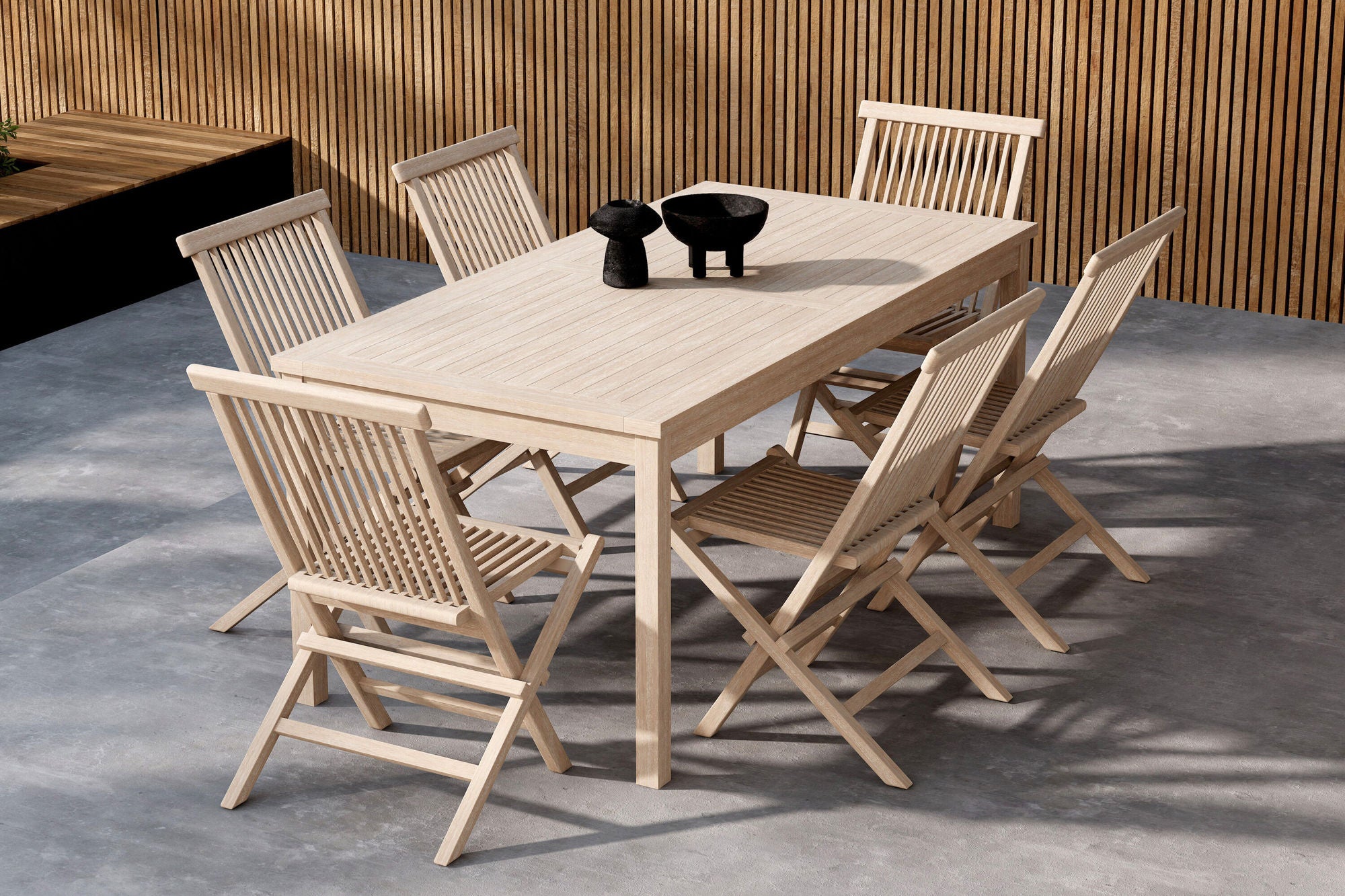 Venture Home Kenya spisebord + Kenya Spisebordsstol - Whitewash x 6