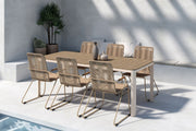Venture Home Etna spisebord - Beige / Woodlook + Bois Diningchair - Beige x 6
