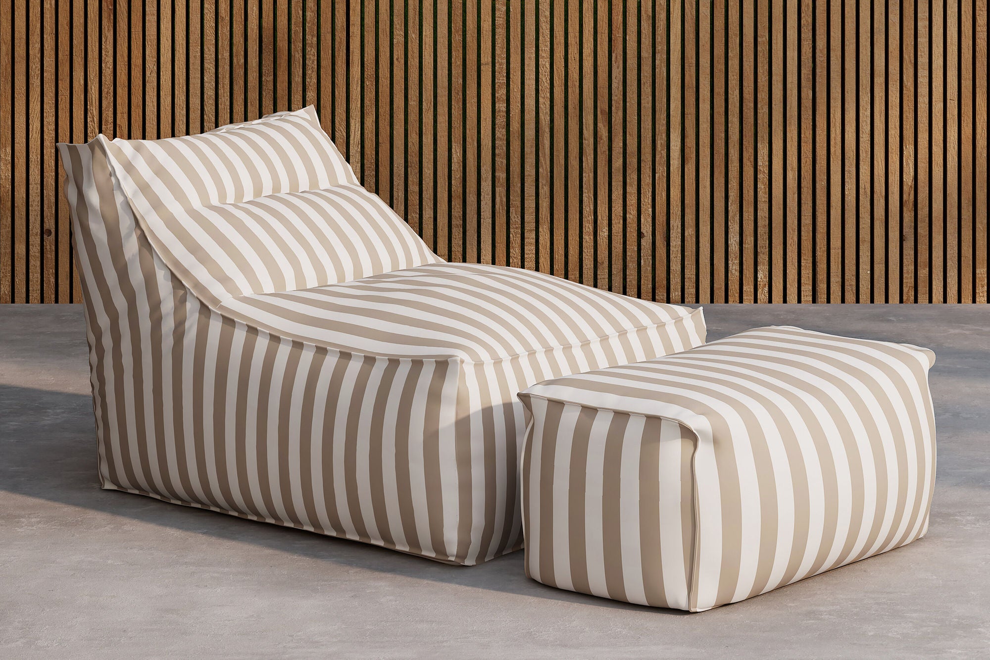 Venture Home Redang Relaxbag with Ottoman - White/ Beige Striped