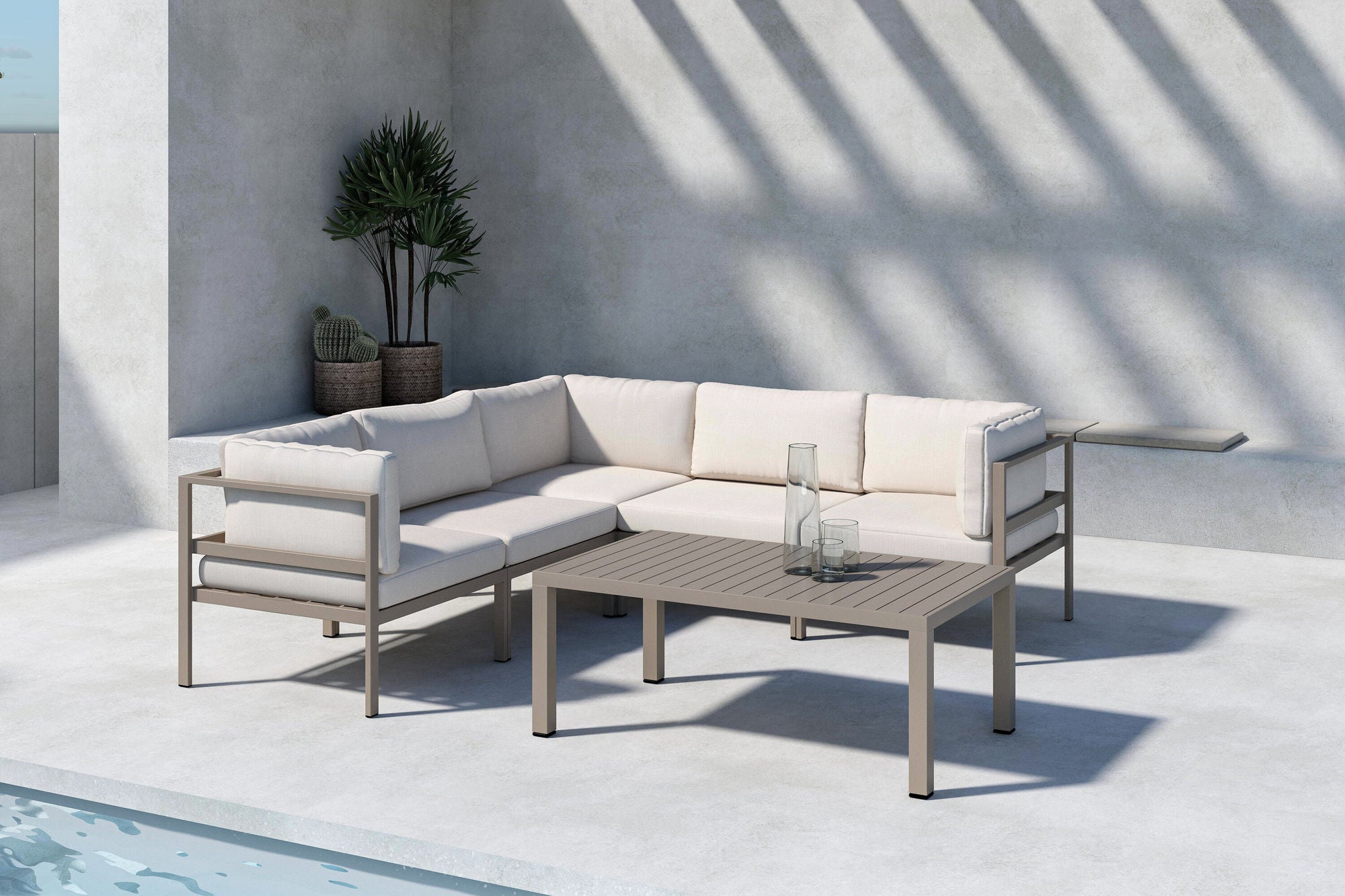 Venture Home Copacabana hjørne Sofa Module 3 + 2 with bord - Brown / Beige
