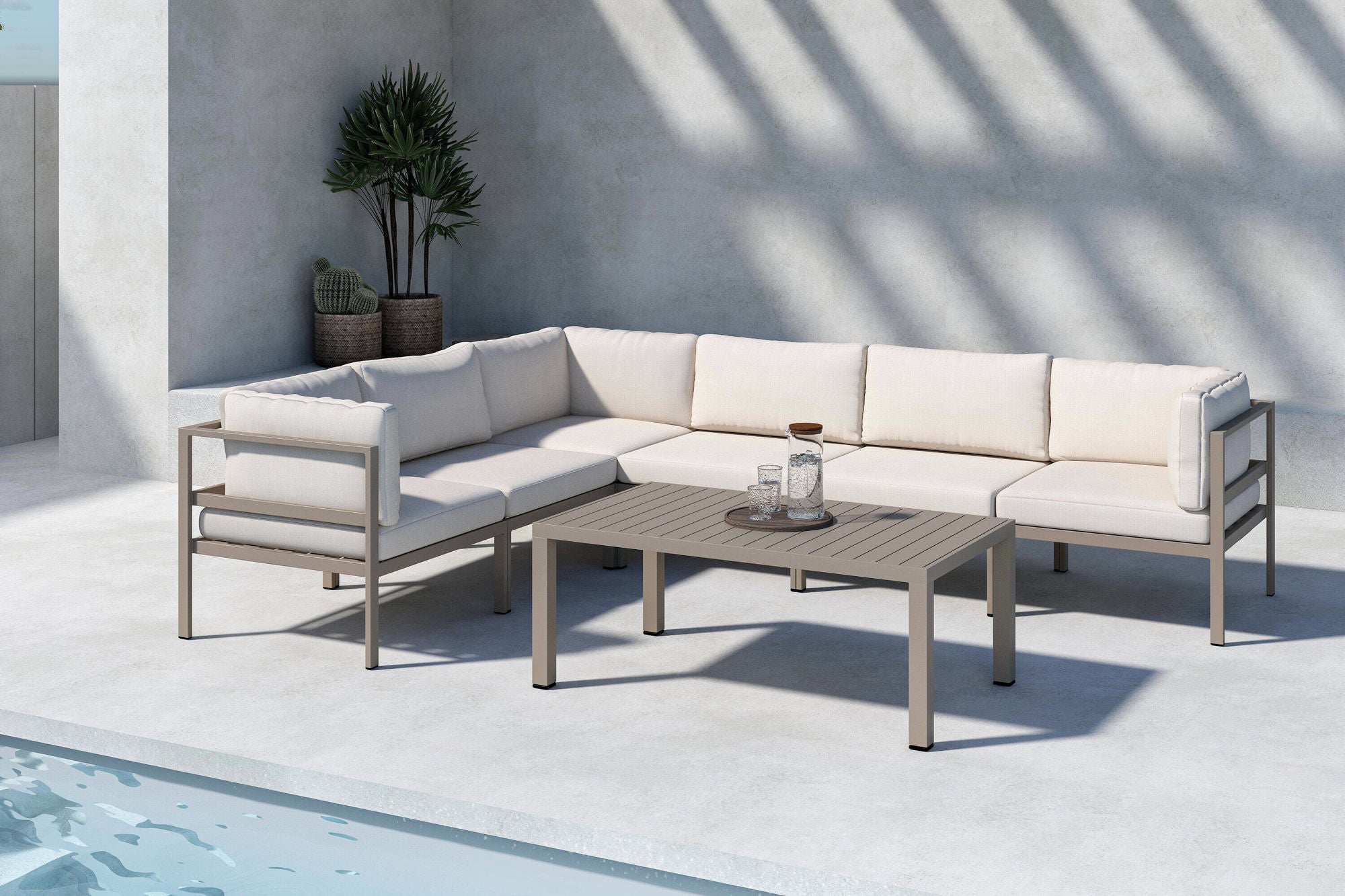 Venture Home Copacabana hjørne Sofa Module 3 + 3 with bord - Brown / Beige