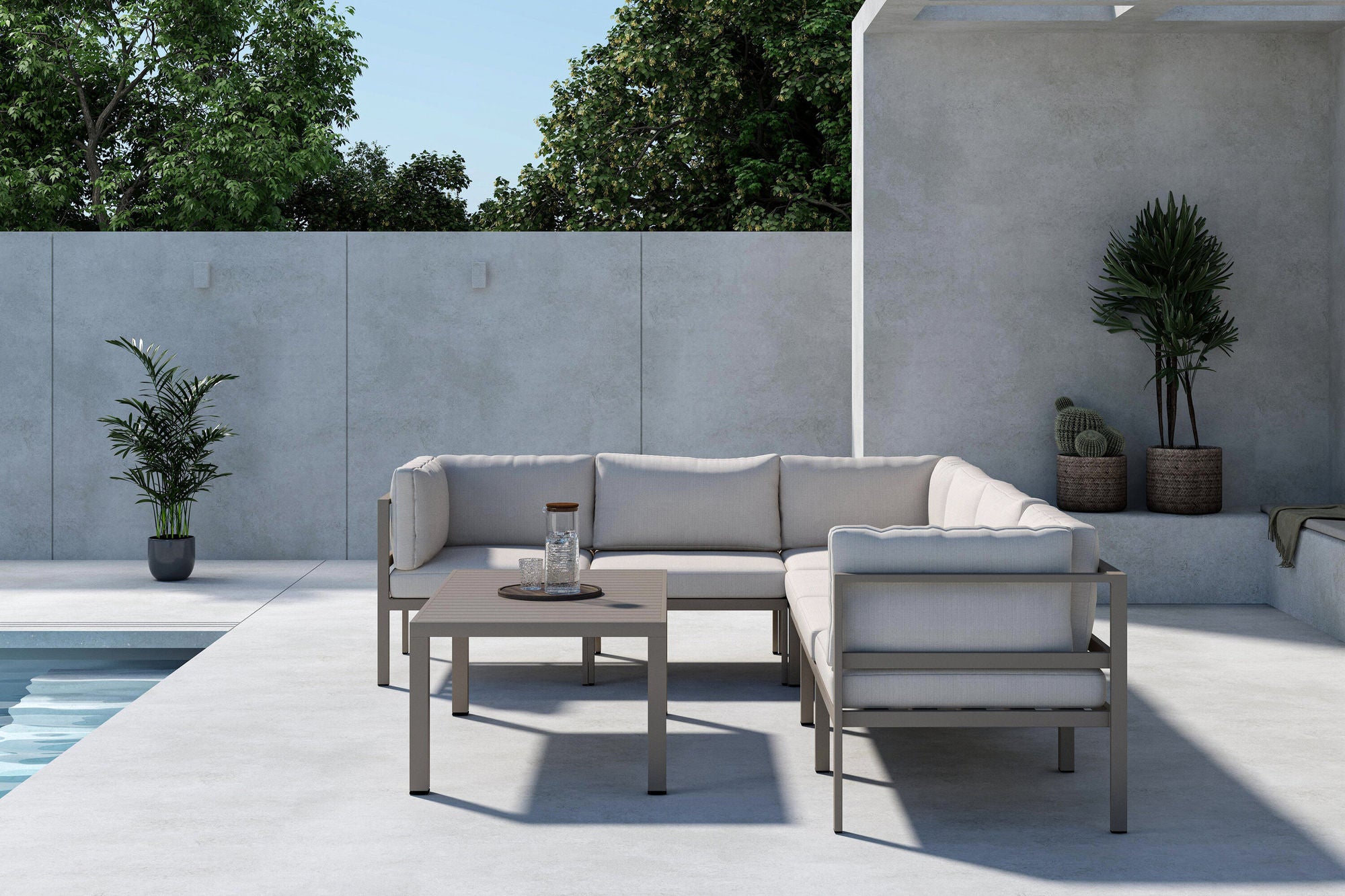Venture Home Copacabana hjørne Sofa Module 3 + 3 with bord - Brown / Beige