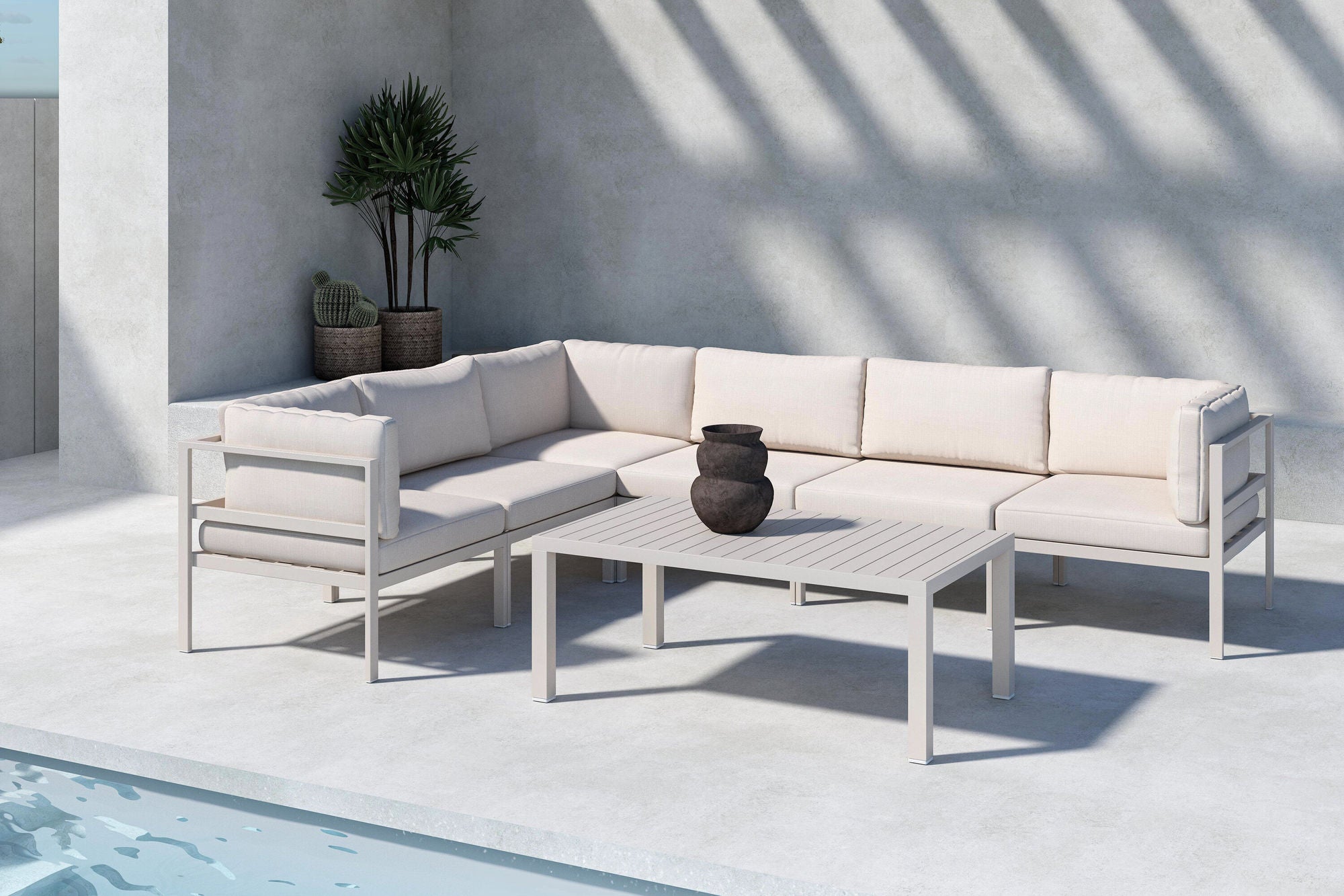 Venture Home Copacabana hjørne Sofa Module 3 + 3 with bord - Beige / Beige