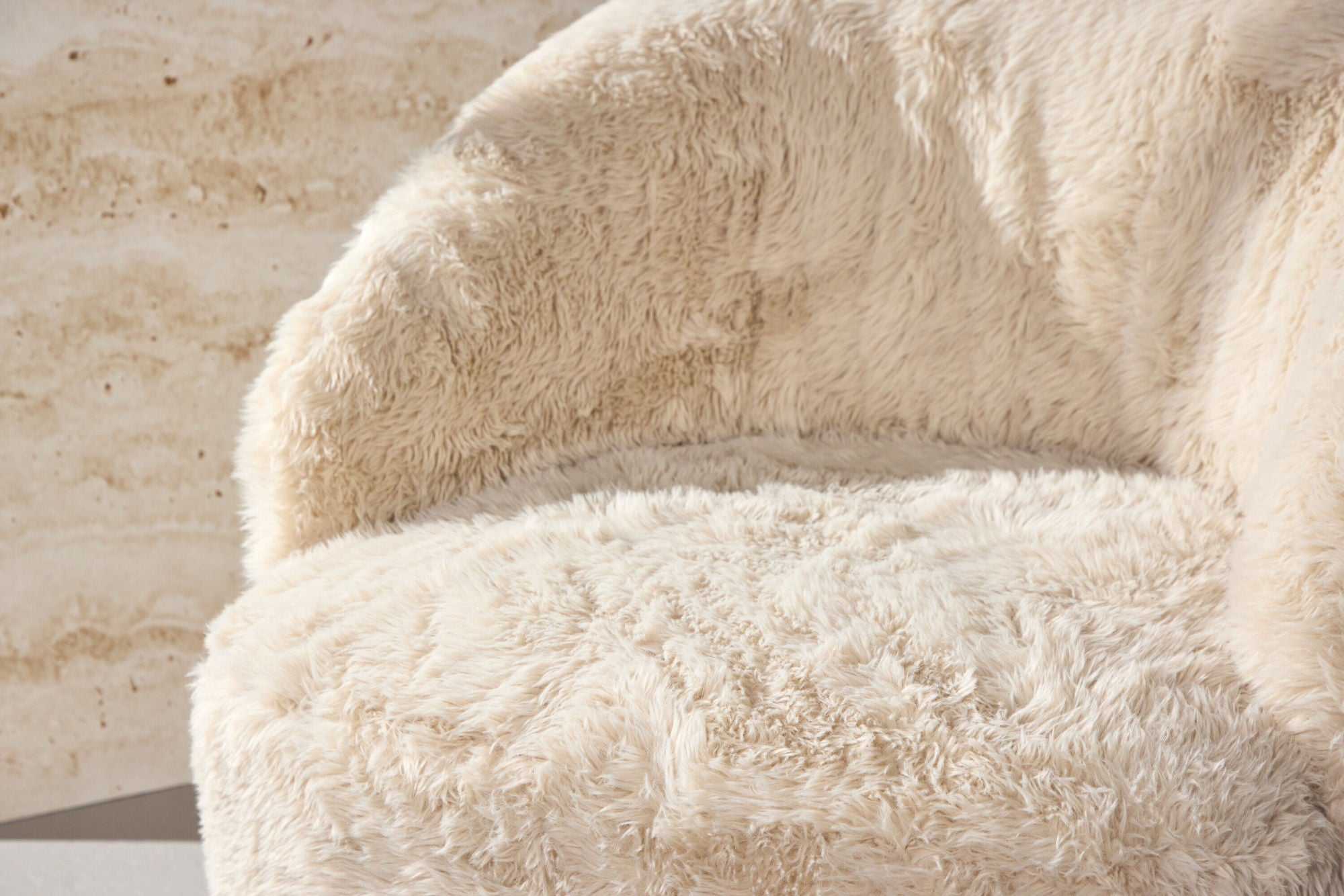 Venture Home Astru Armchair - Metal woodlook/ Beige Fake Fur