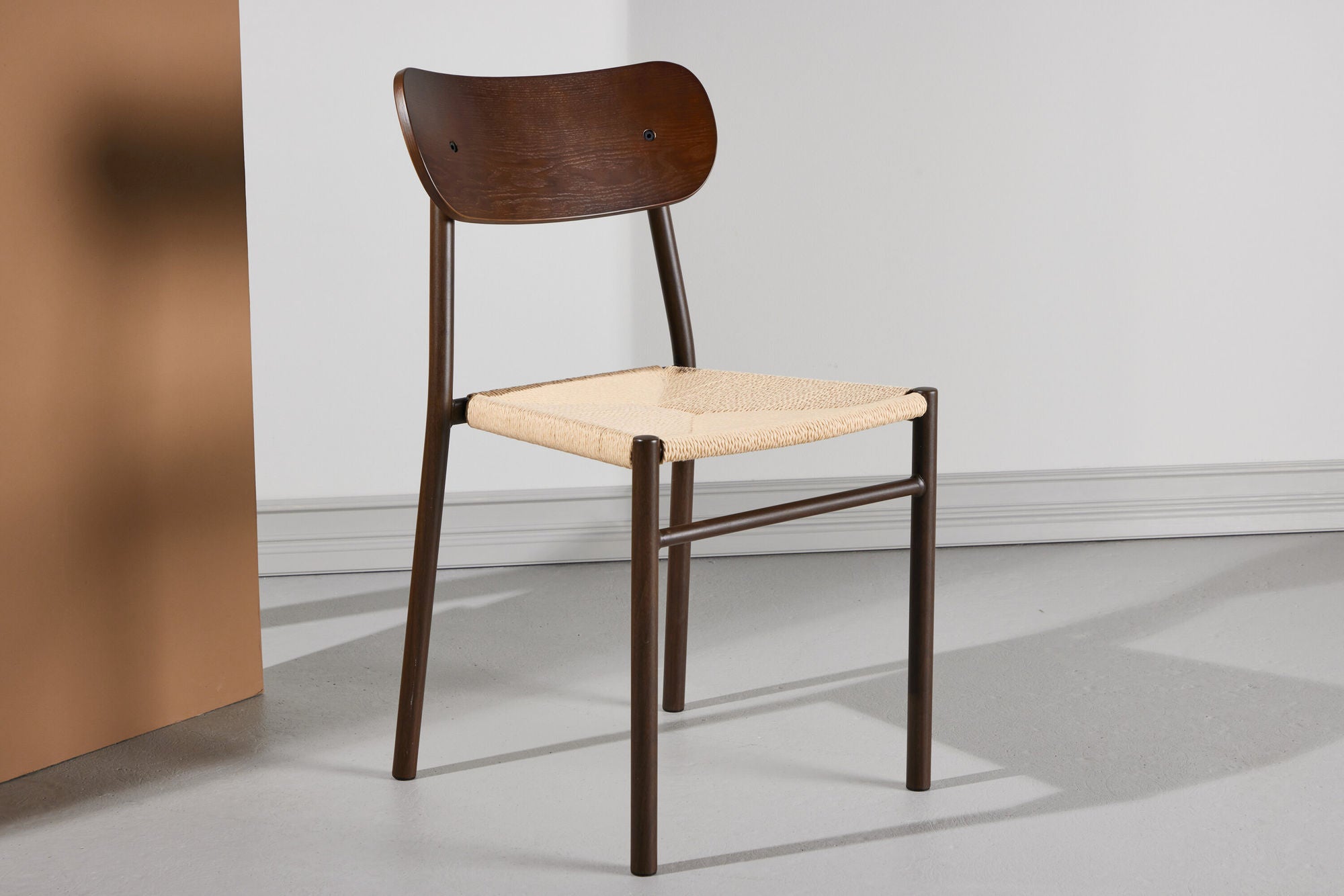 Venture Home Polly Spisebordsstol 88x42x55 cm - Metal+plywood Mocca painting / Beige Rope