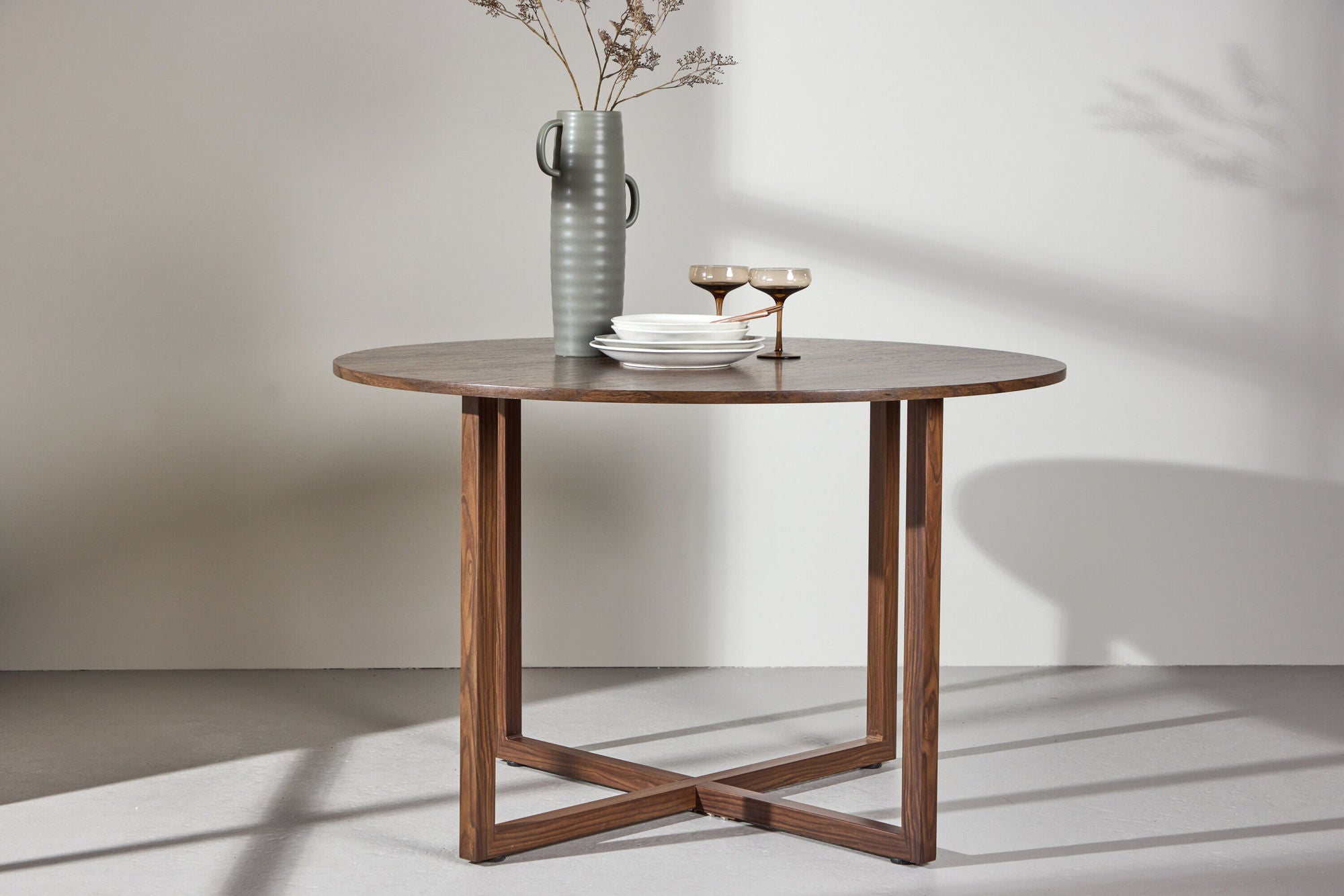 Venture Home Durango rund spisebord φ120x75 cm - Steel Frame / MDF Walnut 3D-paper