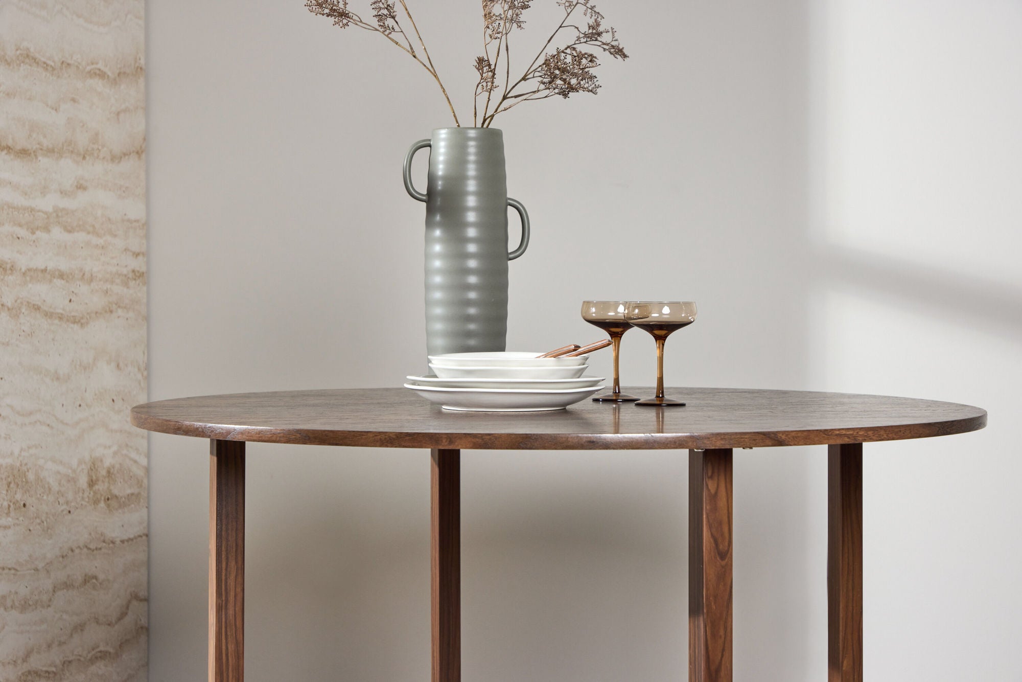 Venture Home Durango rund spisebord φ120x75 cm - Steel Frame / MDF Walnut 3D-paper